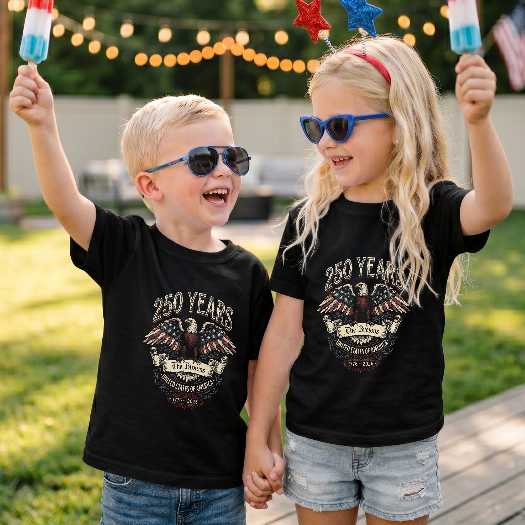 Family Name Custom Holiday Shirts Personalized USA 250 Years Freedom Men Women Tee