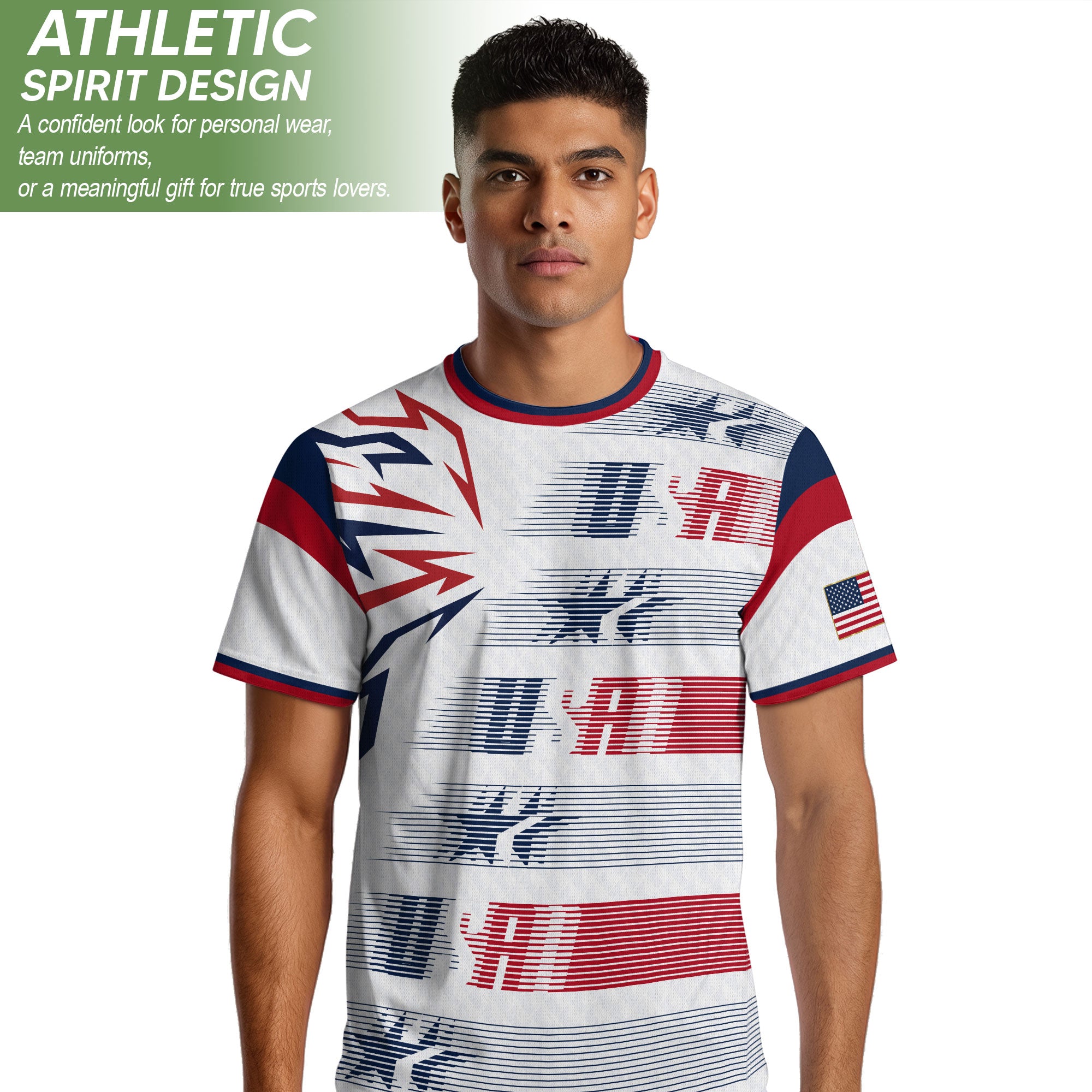 USA Soccer Jersey Men White Navy Red Flag Graphic Football Shirt Retro Fan Wear