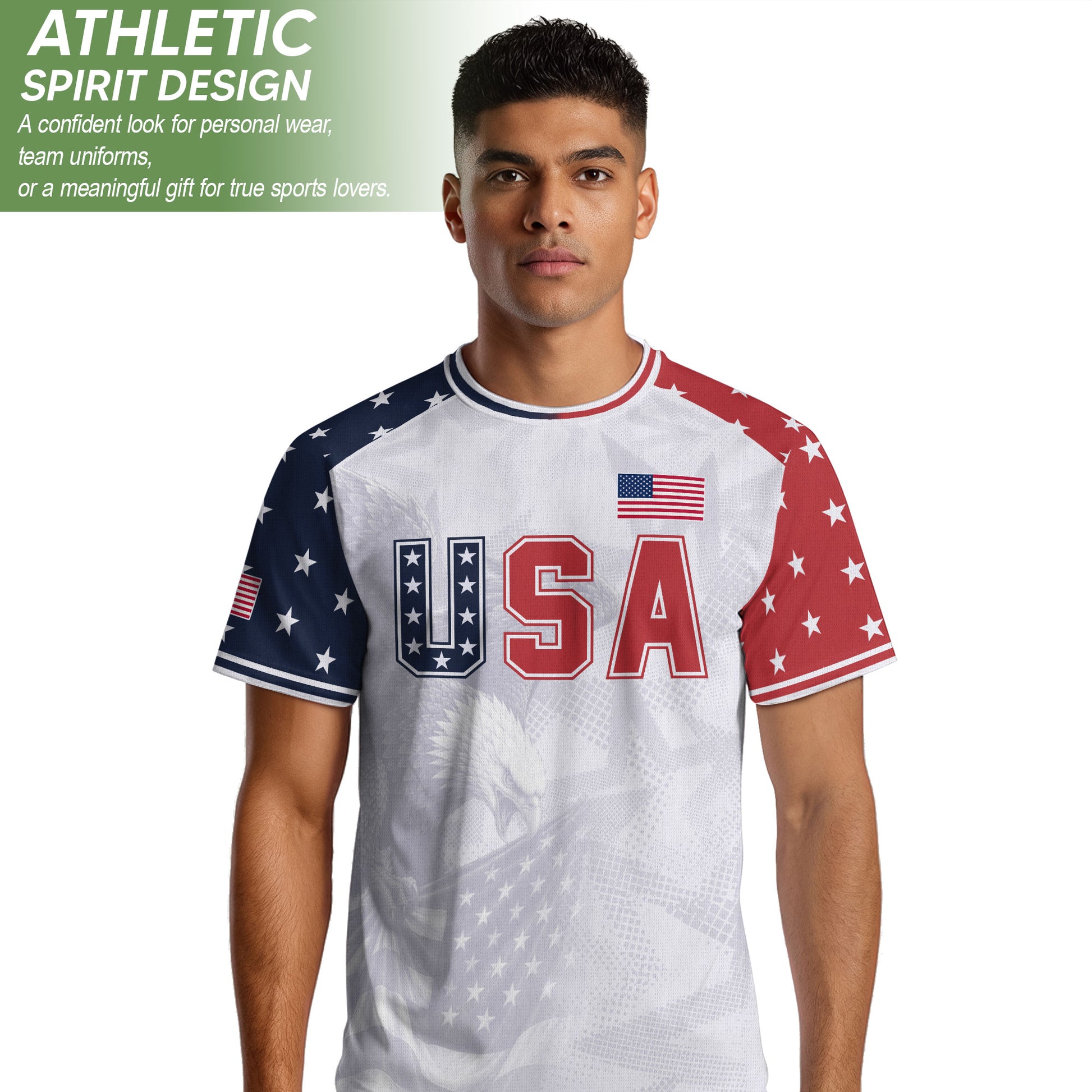 USA Soccer Jersey Adult Patriotic Eagle Shirt American National Football Team Tee - Rust Field Wear