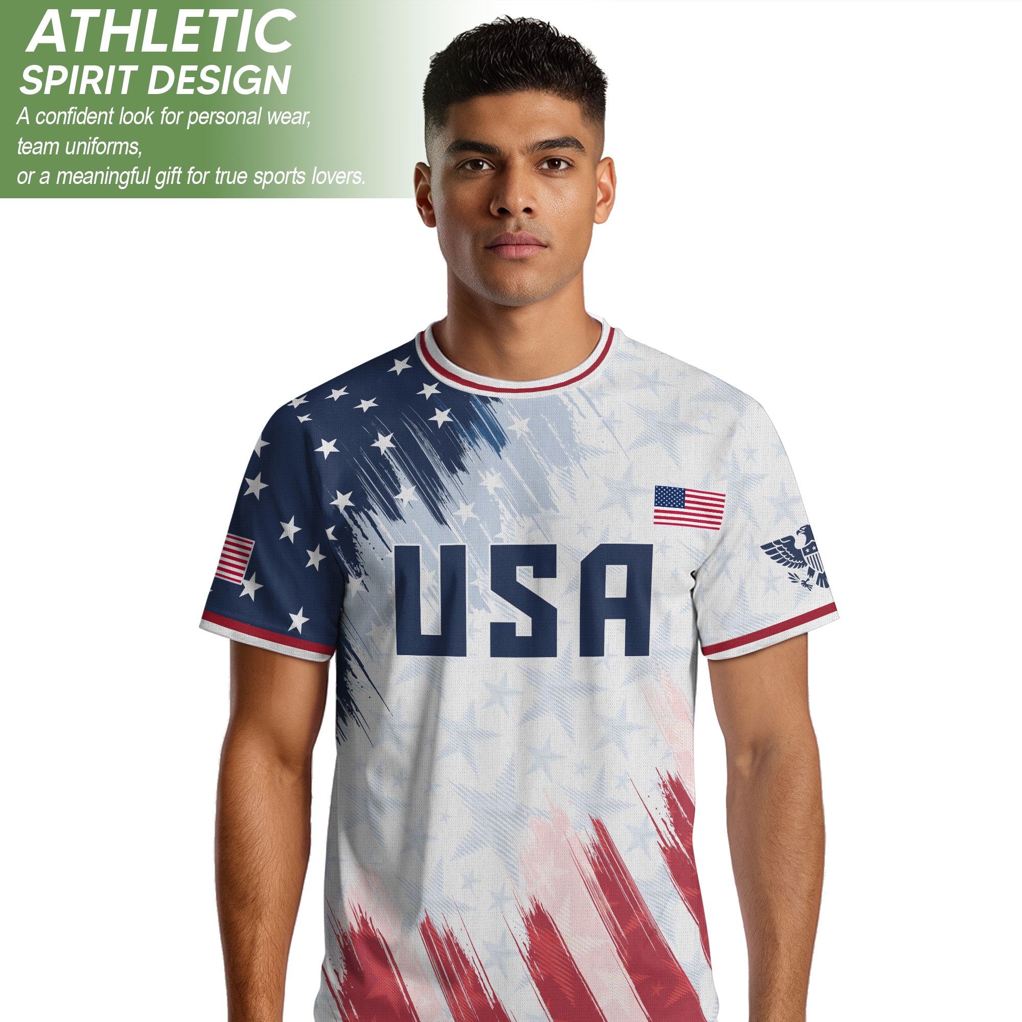 USA Soccer Jersey Adult Patriotic Eagle Athletic Shirt United States Soccer Tee