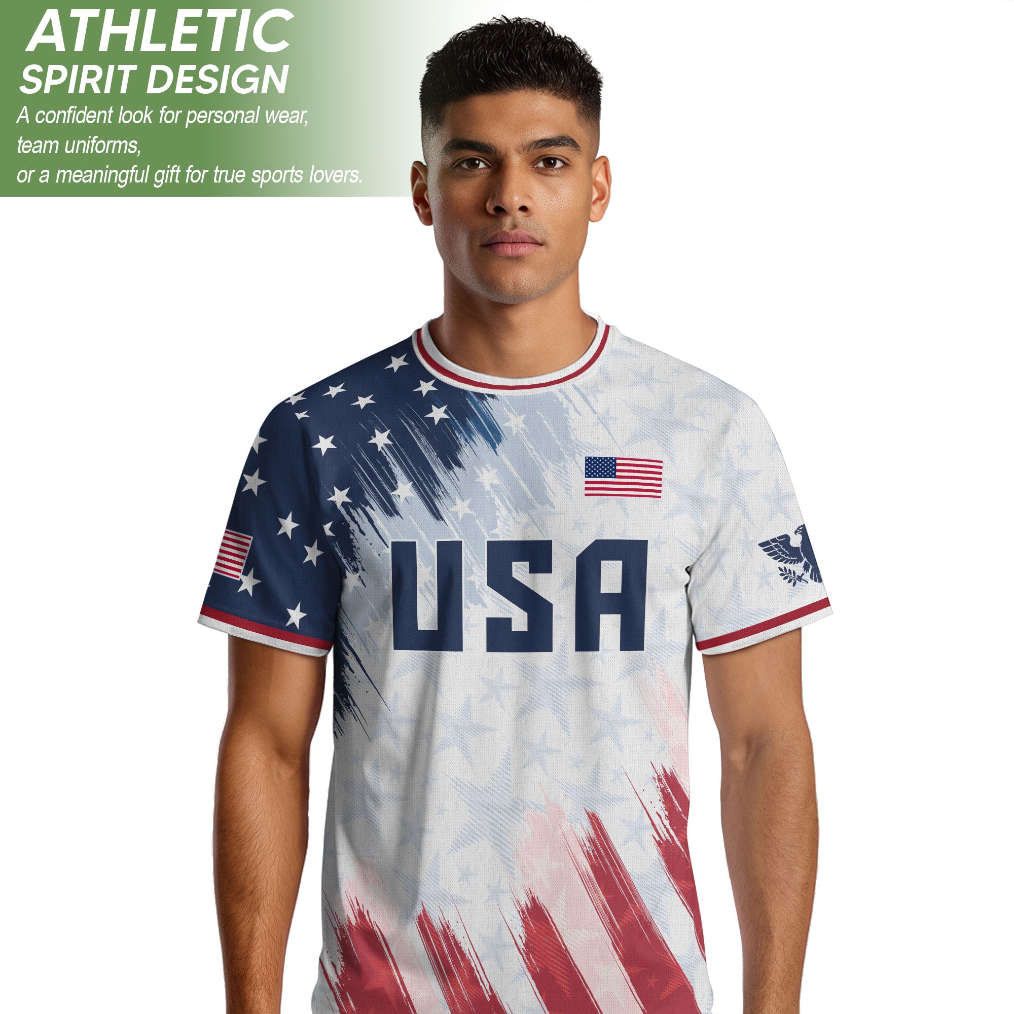 USA Soccer Jersey Adult Patriotic Eagle Athletic Shirt United States Soccer Tee - Rust Field Wear
