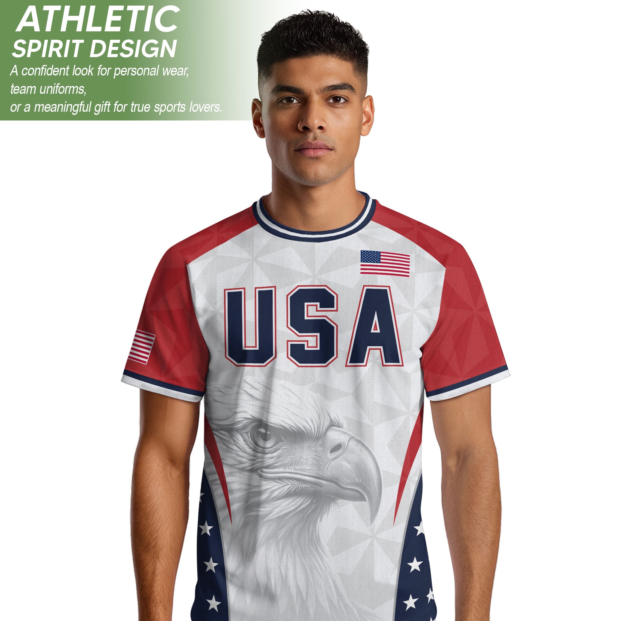USA Soccer Jersey Adult United States Patriotic Eagle Shirt American Football Tee - Rust Field Wear