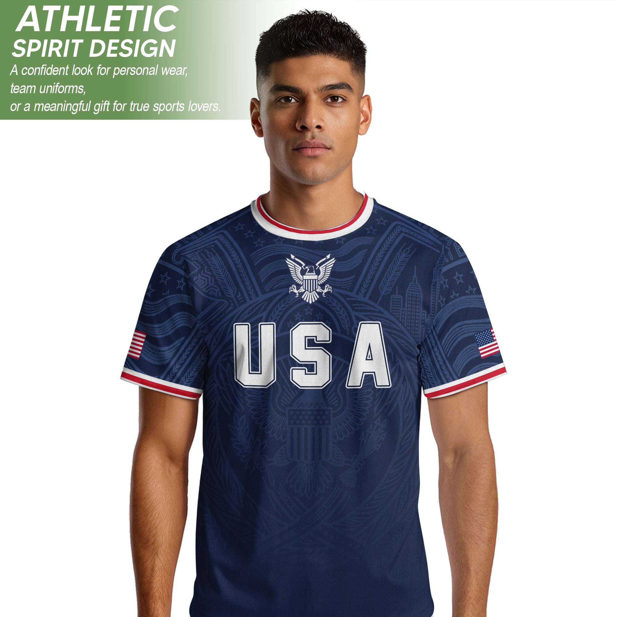 USA Eagle Patriotic Soccer Jersey Adult Navy Blue American Flag Independence Shirt