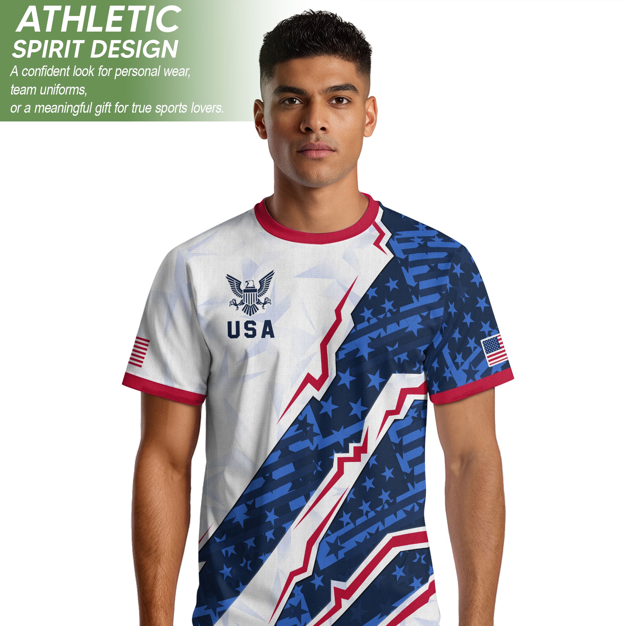 USA Eagle Soccer Jersey Adult American Pride Patriotic Soccer Fan Graphic Shirt