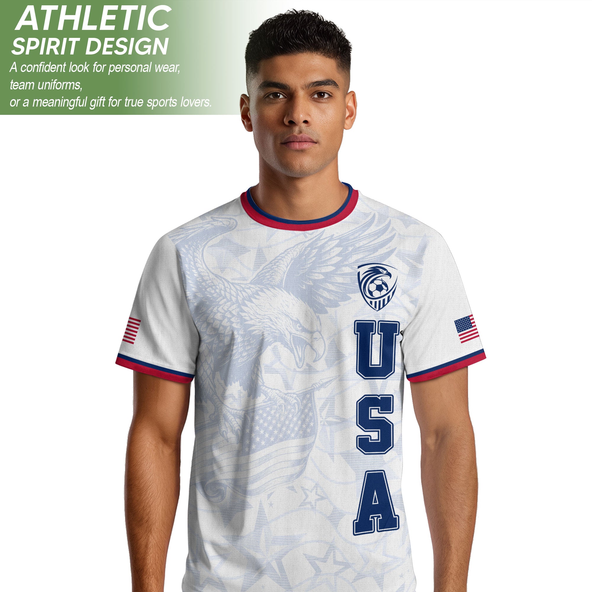 USA Eagle Soccer Jersey Adult Patriotic American Flag Soccer Fan Independence Day Shirt