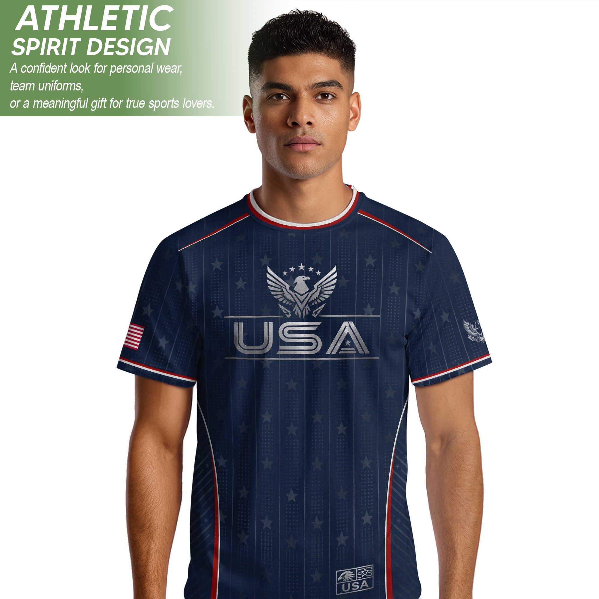 USA Soccer Jersey Adult Navy Blue Patriotic Pinstripe Shirt United States Team Tee