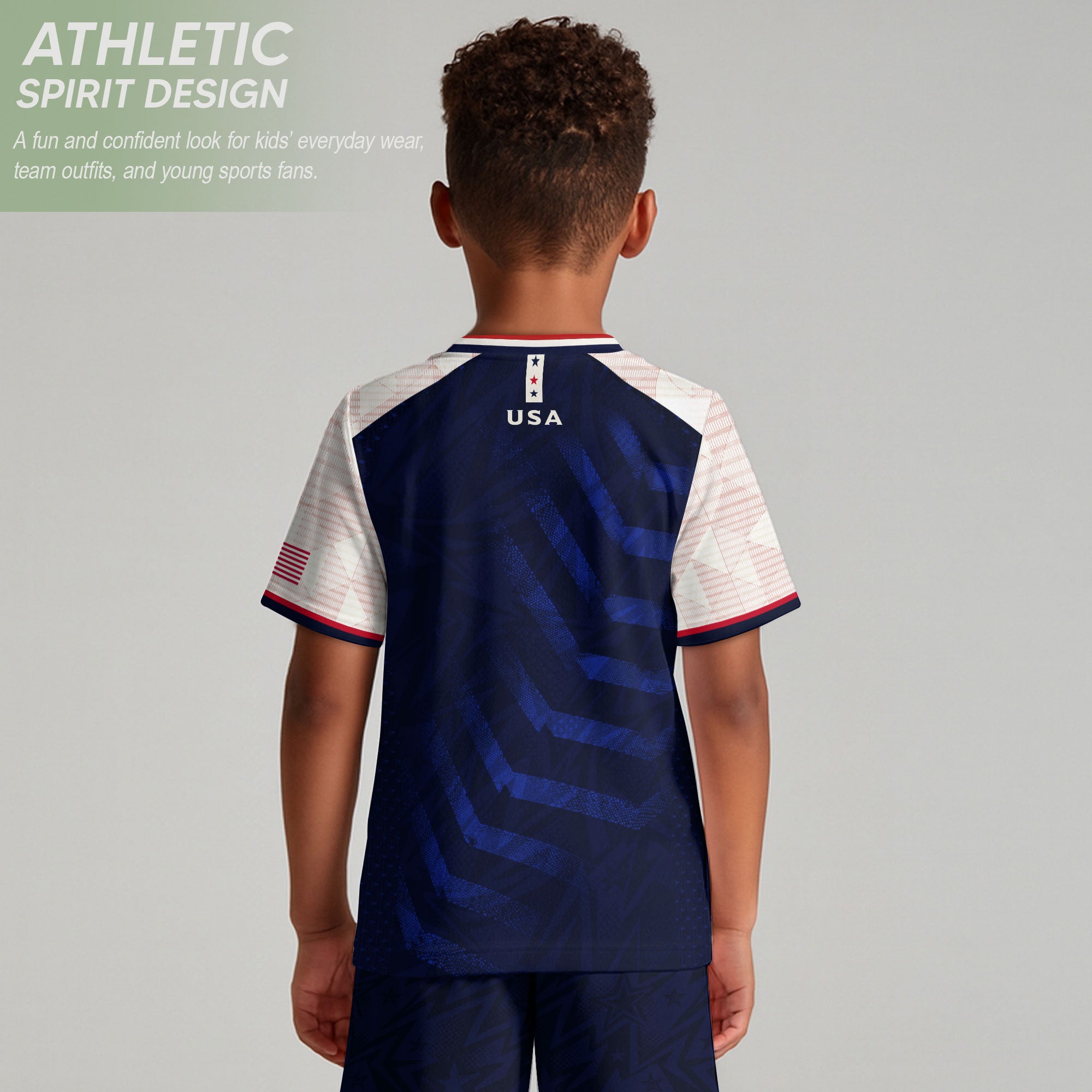 Kids USA Soccer Jersey Youth Children Patriotic Subtle Star Pattern United States Tee