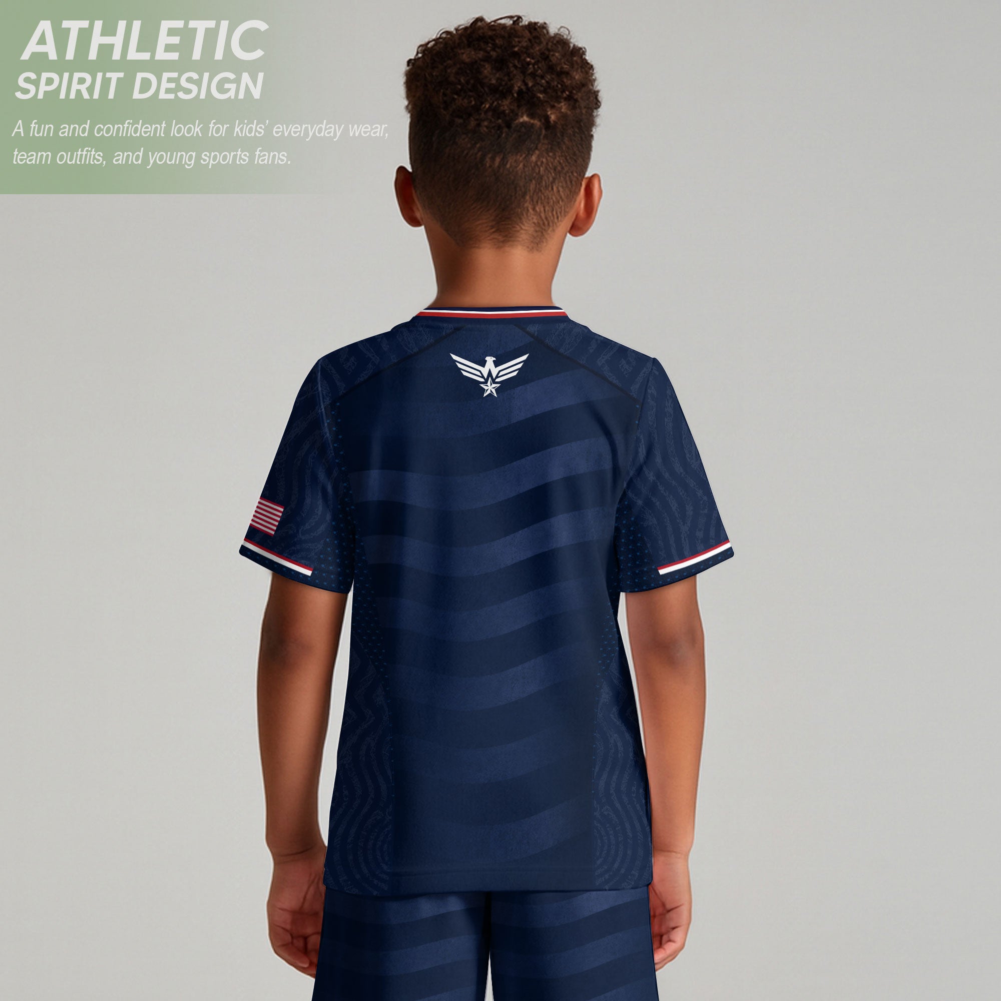Kids USA Soccer Jersey Youth Patriotic Navy Statue of Liberty Graphic United States Tee