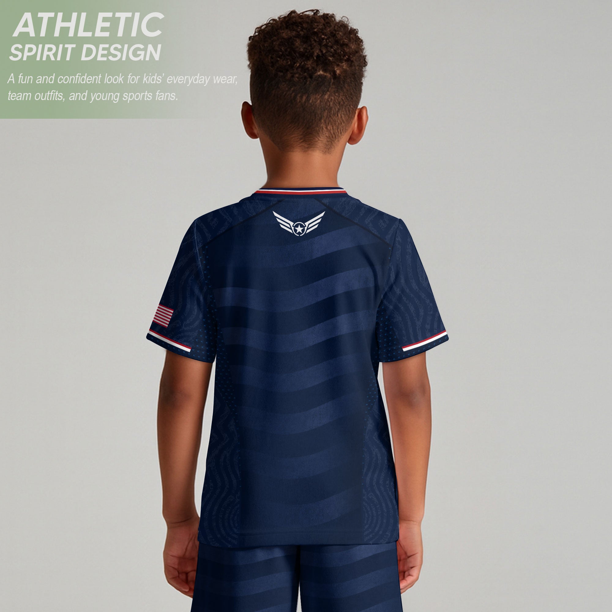 Kids USA Soccer Jersey Youth Patriotic Navy Statue of Liberty Graphic United States Tee