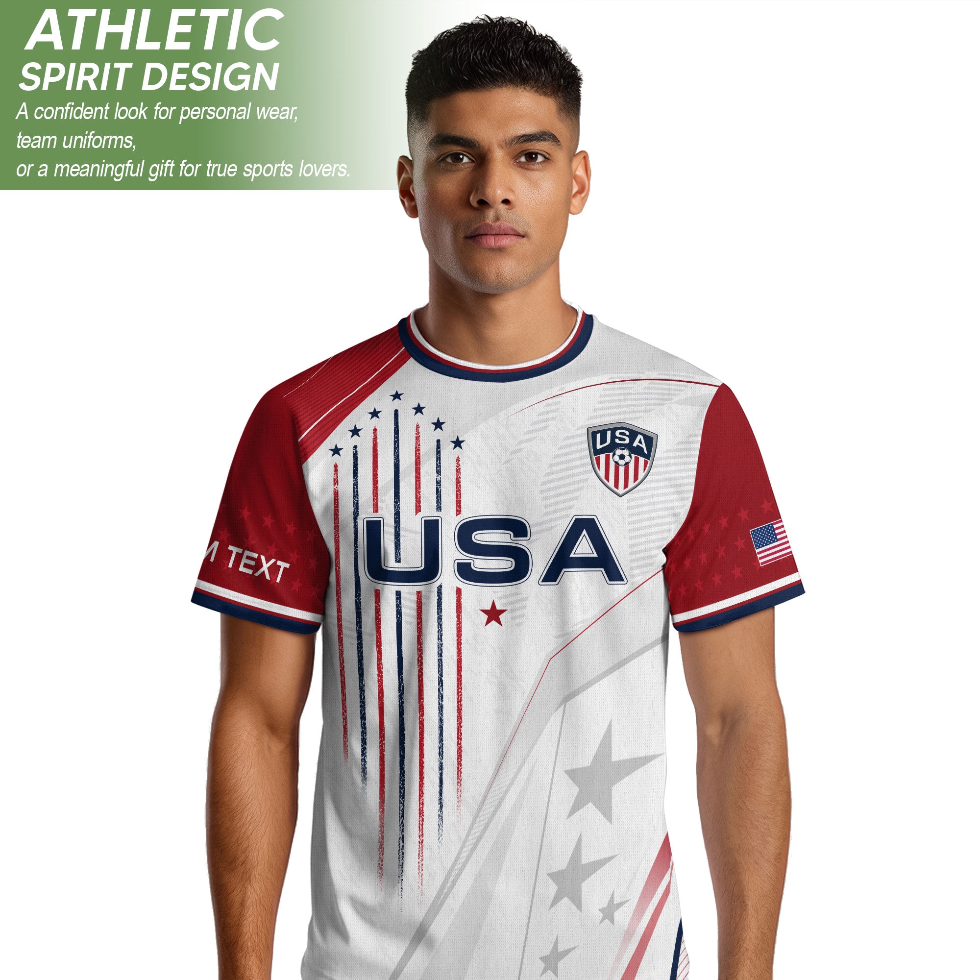 Custom USA Soccer Jersey Men White Red Personalized Name Number Football Shirt
