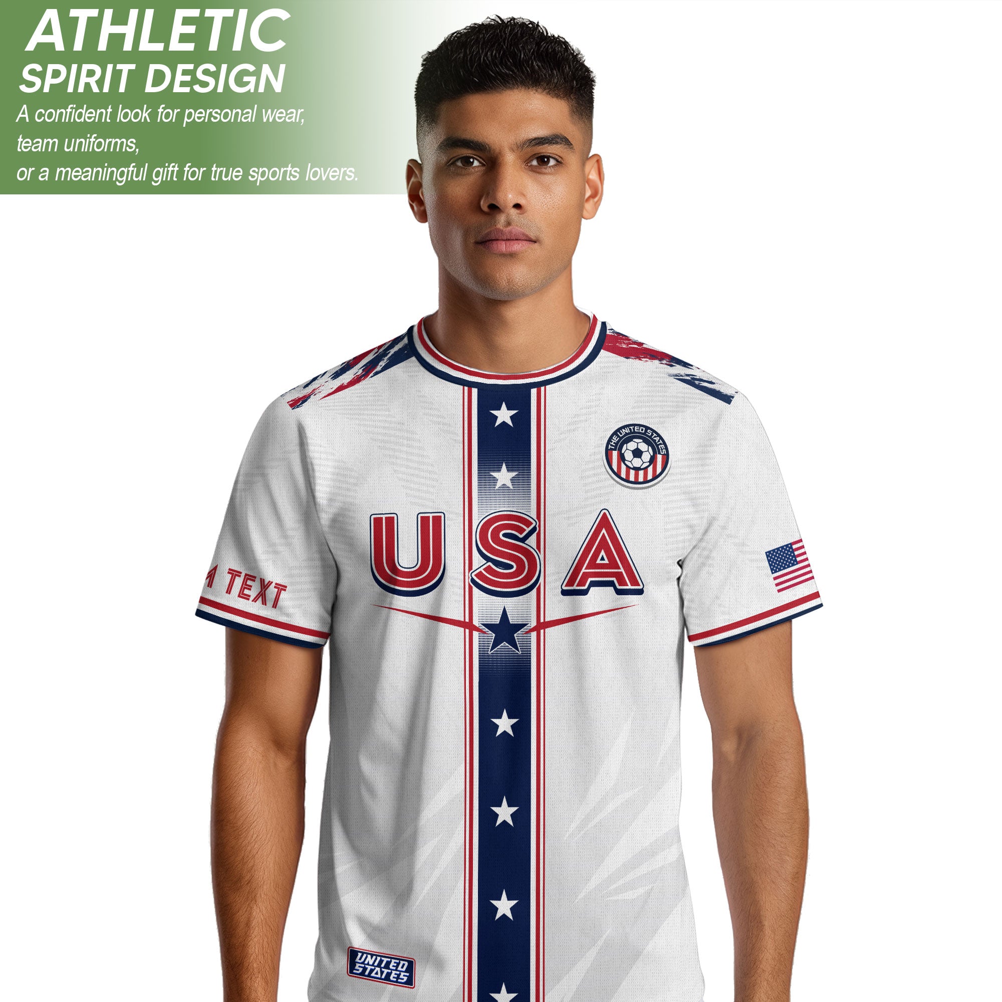 Custom USA Adult Soccer Jersey White Star Stripe Name Number Football Shirt