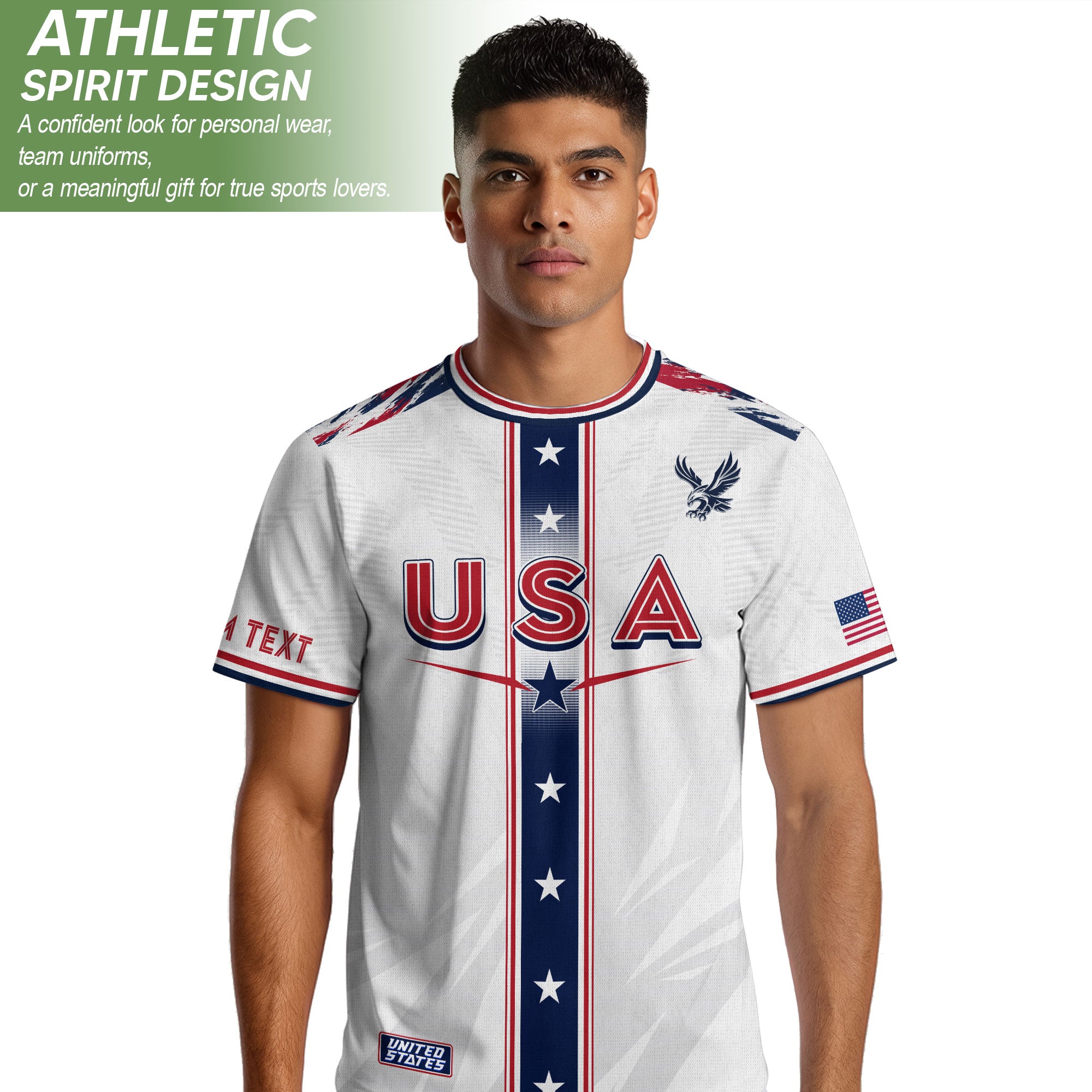 Custom USA Adult Soccer Jersey White Star Stripe Name Number Football Shirt