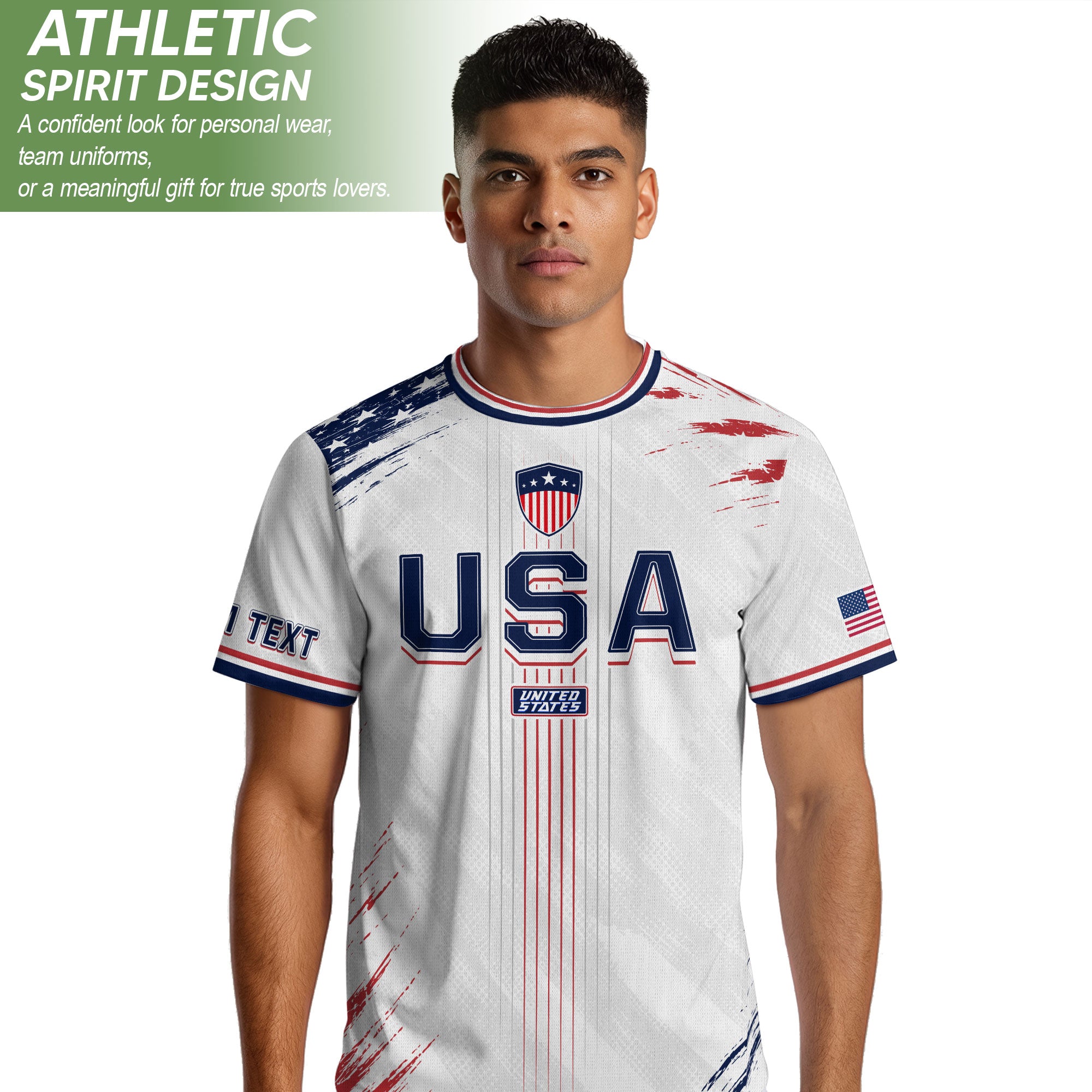 Custom USA Soccer Jersey Men White Brush Stroke Name Number Football Shirt