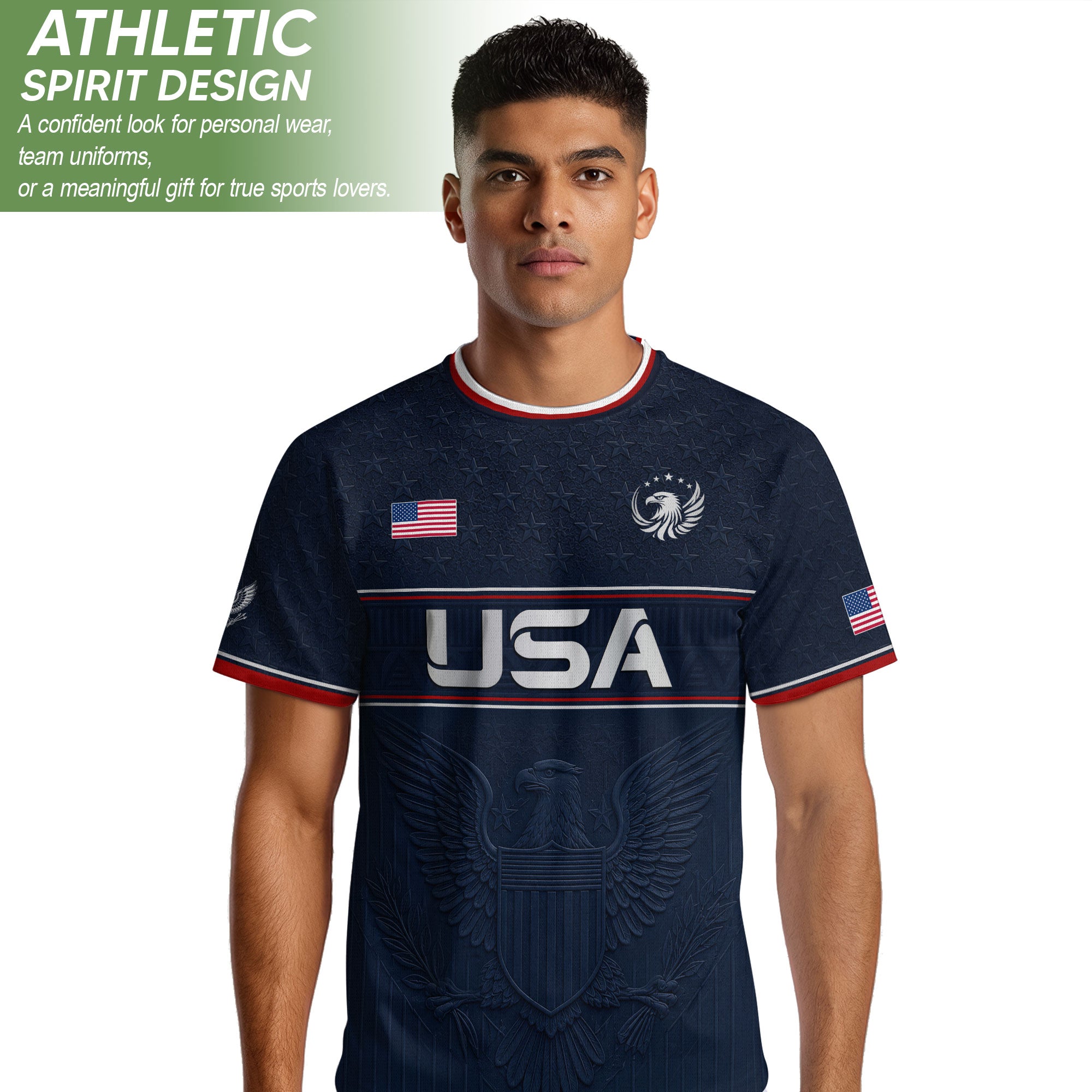 Blue Adult Soccer Jersey Classic Style - Patriotic Eagle Graphic Team Training Shirt