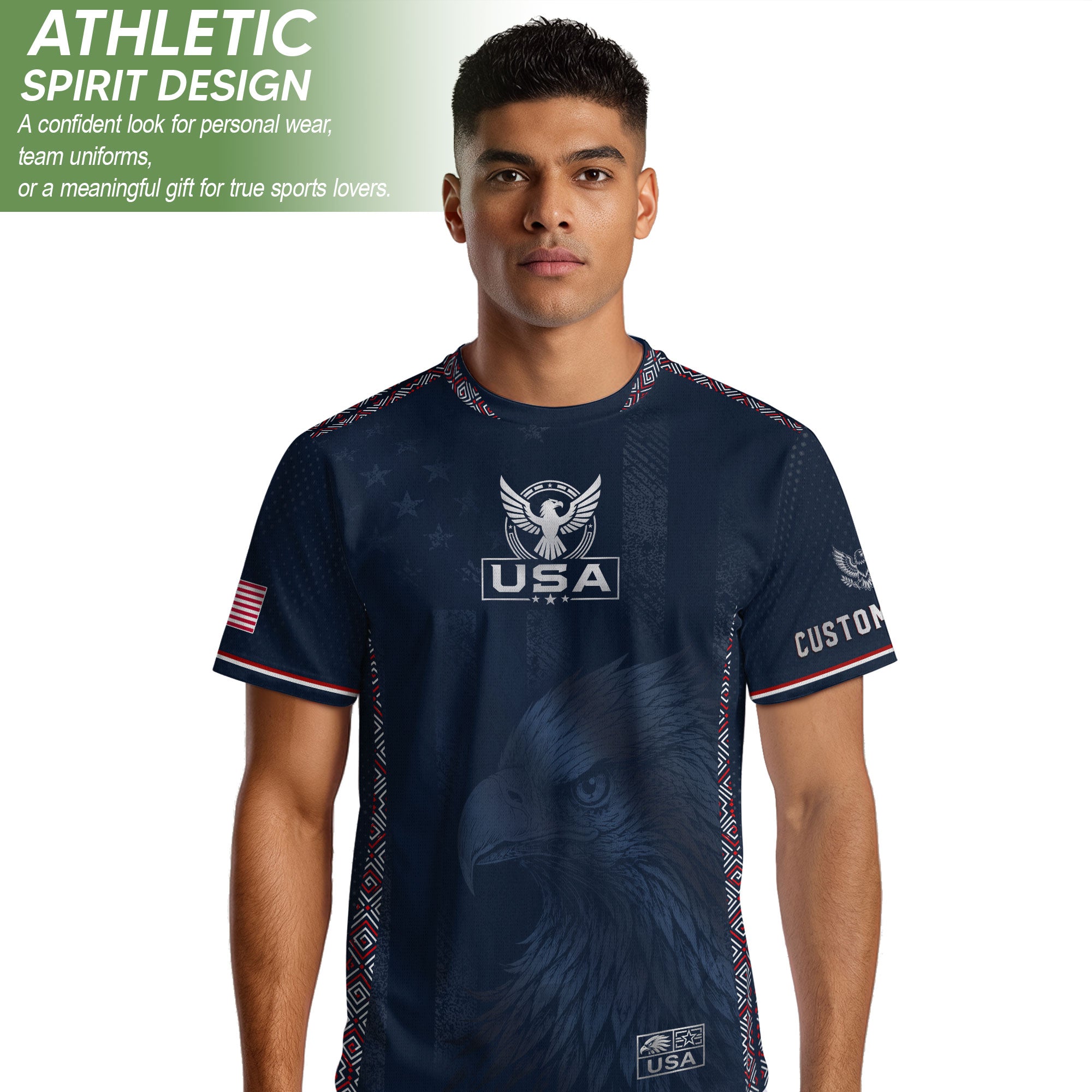 Personalized Adult USA Soccer Jersey Navy Blue Patriotic American Eagle Football Shirt