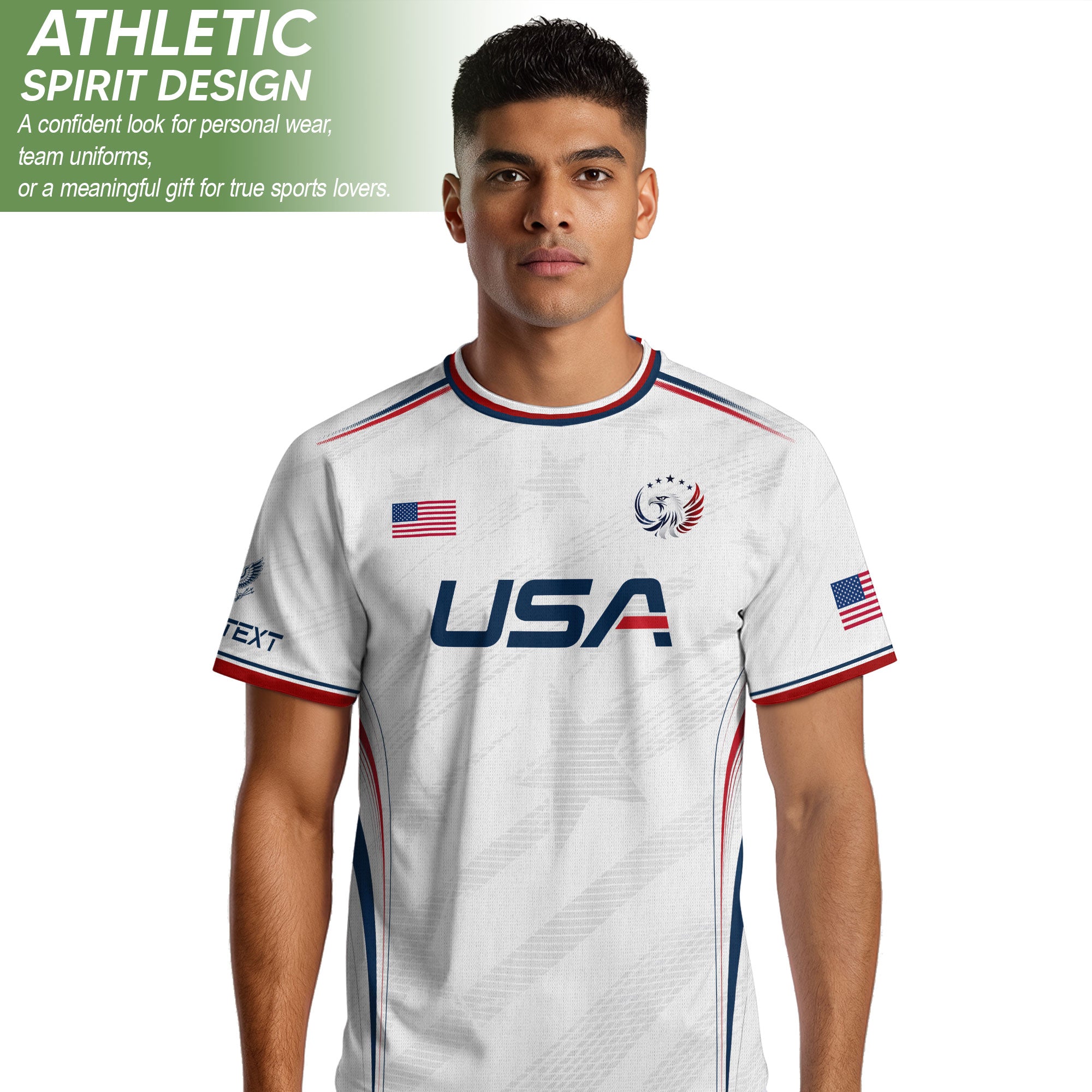 Custom White USA Soccer Jersey Personalized Adult Name Number Patriotic Sports Uniform
