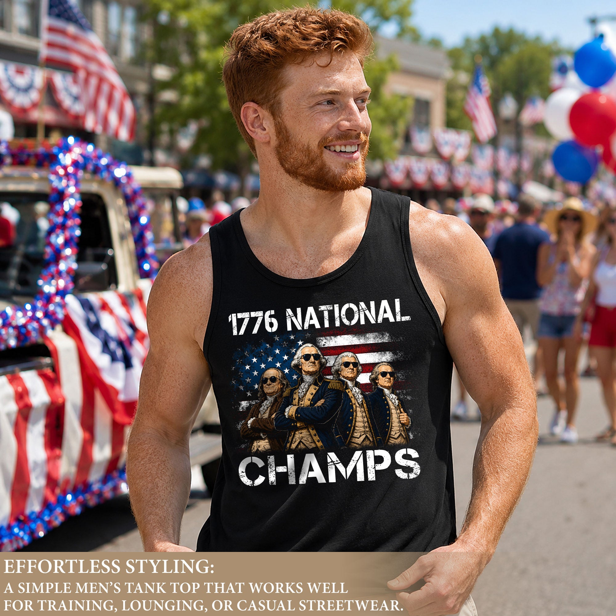 1776 National Champs Men’s Tank Top - Patriotic Founding Fathers Graphic Sleeveless Tee