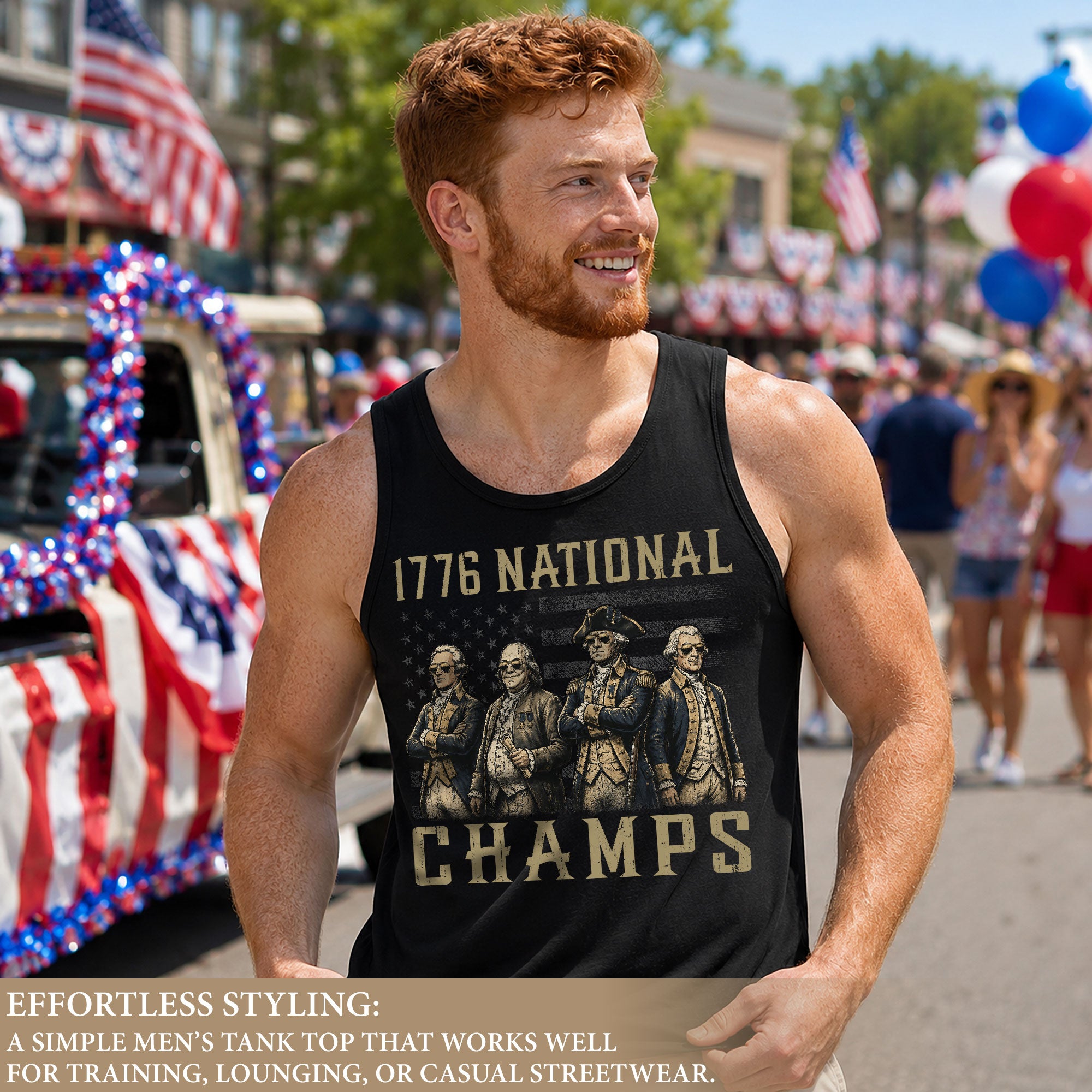 Men’s 1776 National Champs Tank Top - Vintage American History Style Sleeveless Shirt