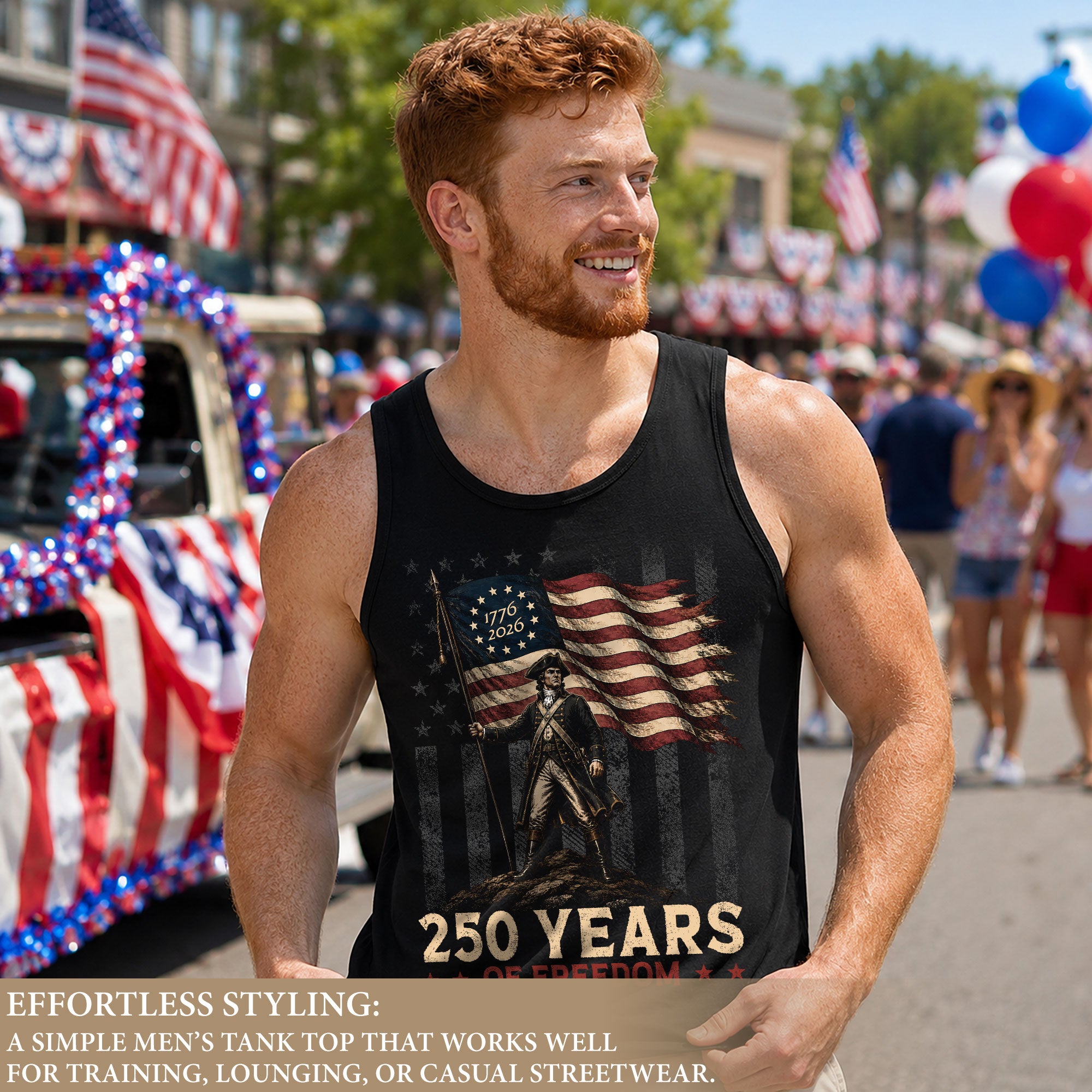 Men Tank Top 250 Years of Freedom Shirt 1776 2026 George Washington Patriotic Tee