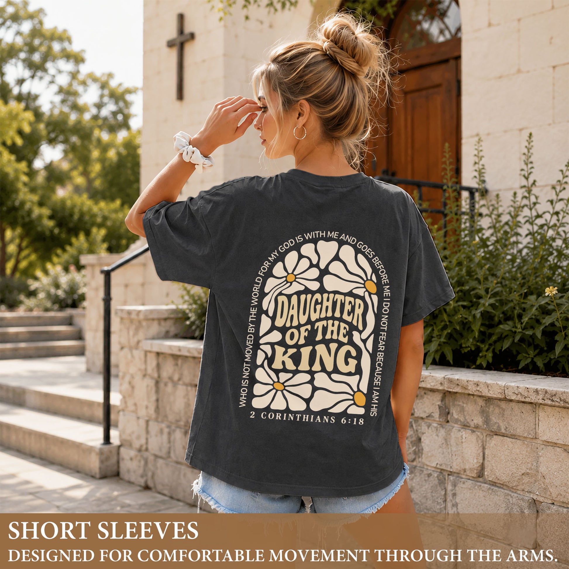 Daughter Of The King Shirt Retro Daisy Flower 2 Corinthians 6 18 Christian Graphic Tee - Rust Field Wear
