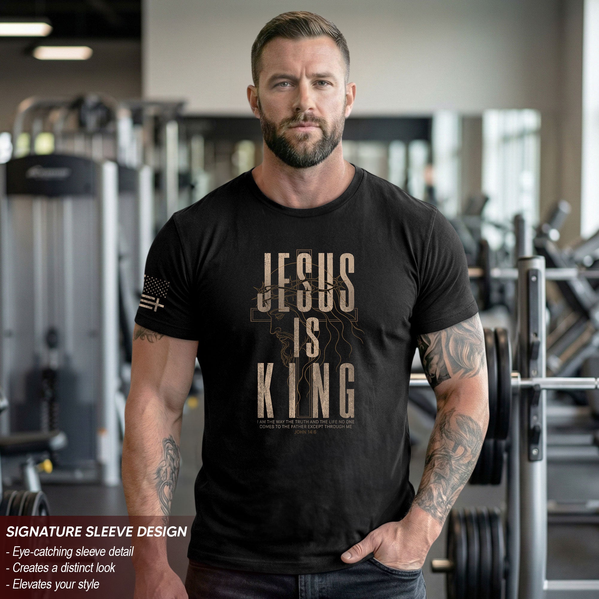 Jesus Is King T Shirt Christian Cross Crown Of Thorns John 14 6 Religious Faith Tee
