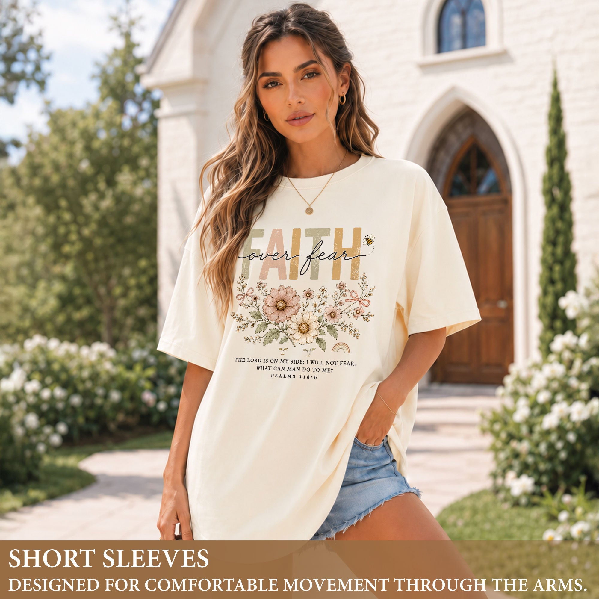 Faith Over Fear Shirt Daisy Bee Christian Psalm 118 6 Scripture Faith Graphic Tee