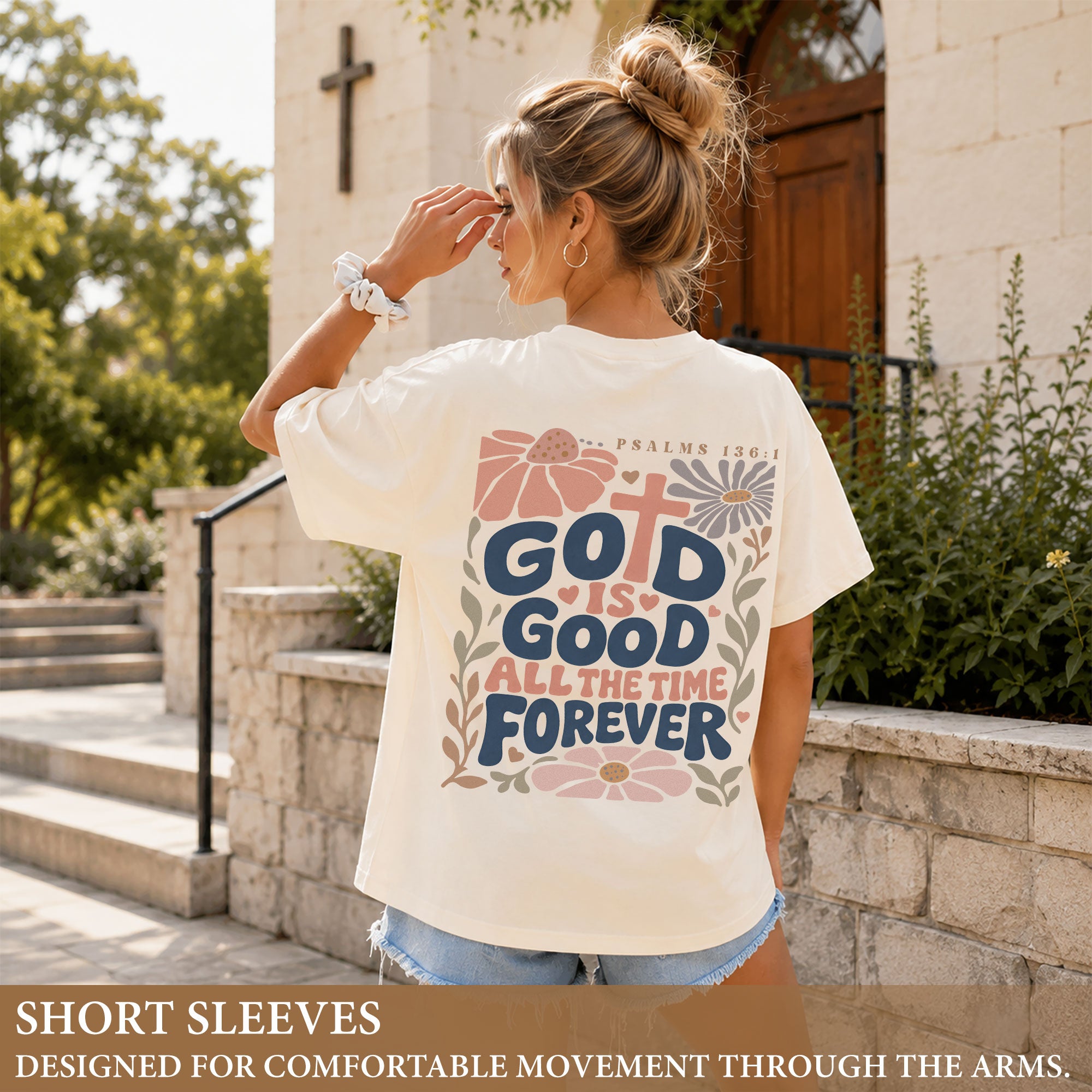 God Is Good Shirt Women Floral Christian T-Shirt Faith Psalms Bible Verse Tee Comfort