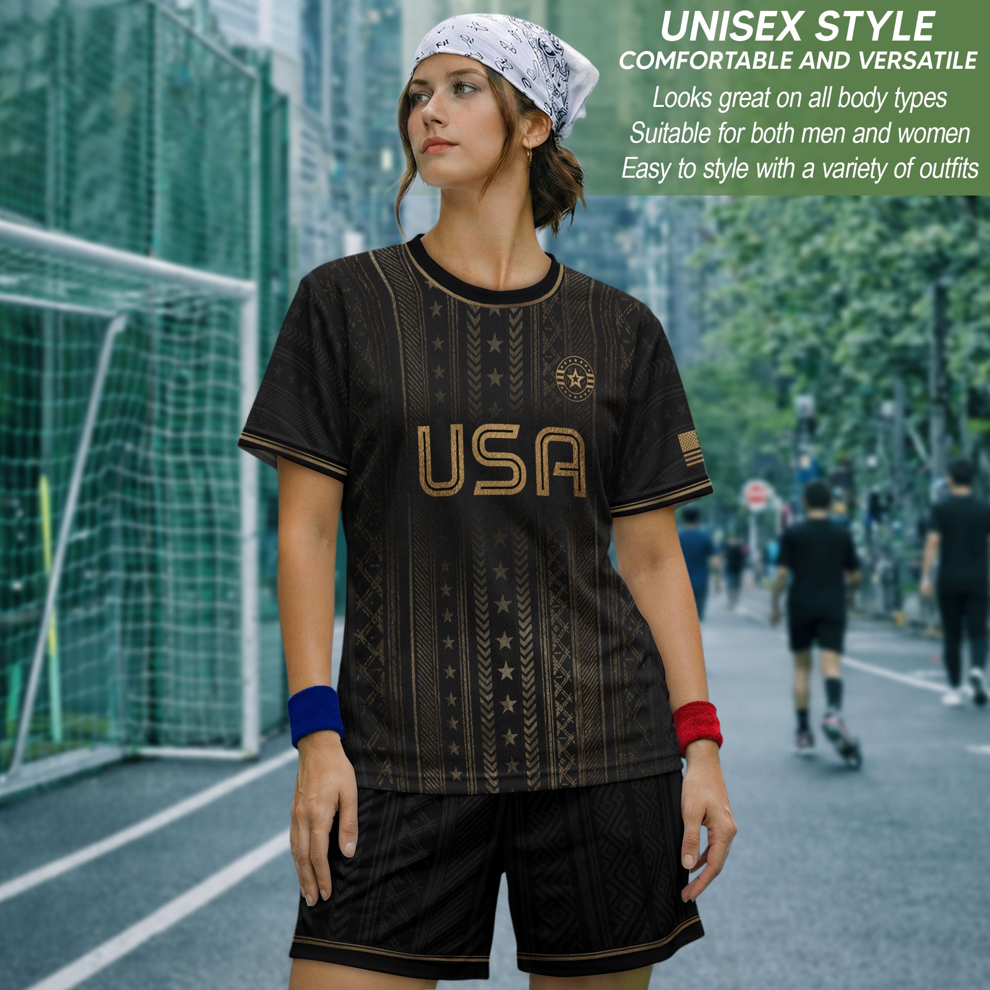 Black USA Soccer Shirt Golden Eagle Emblem United States National Team Fan Jersey Gift Tee