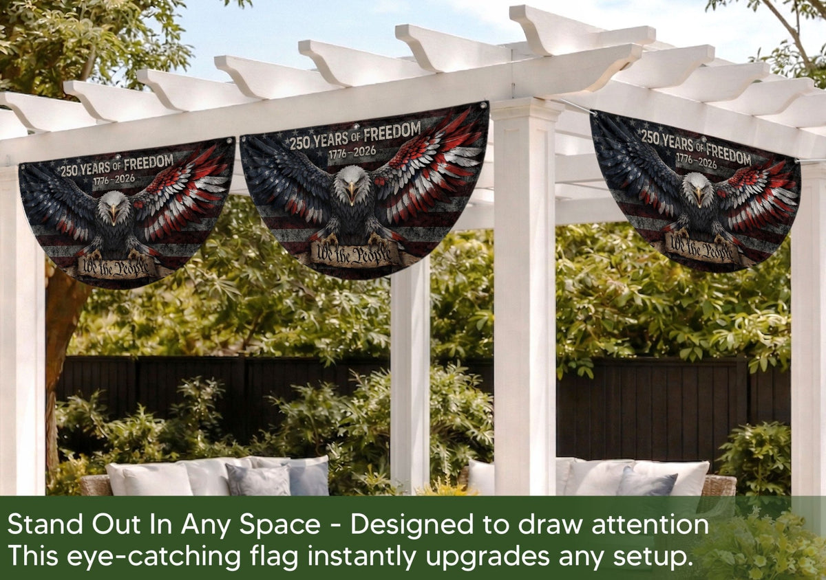 2 PCS American Eagle Fence Flag 1.5x3Ft, 250 Years of Freedom Patriotic Outdoor Banner, 1776–2026 USA 250th Anniversary - Rust Field Wear