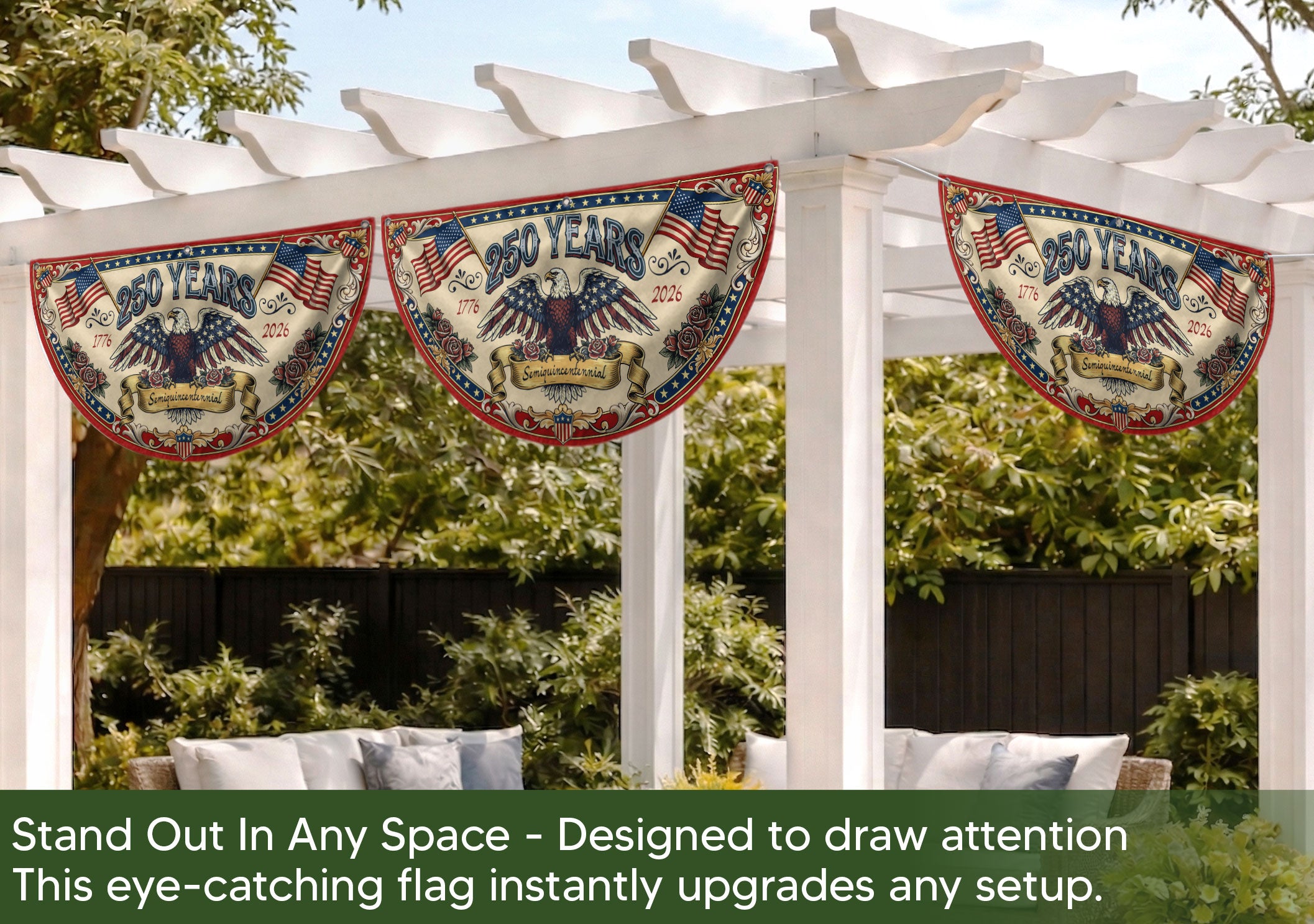 250th Anniversary USA Fence Flag - Patriotic Decor for 2026 Celebration