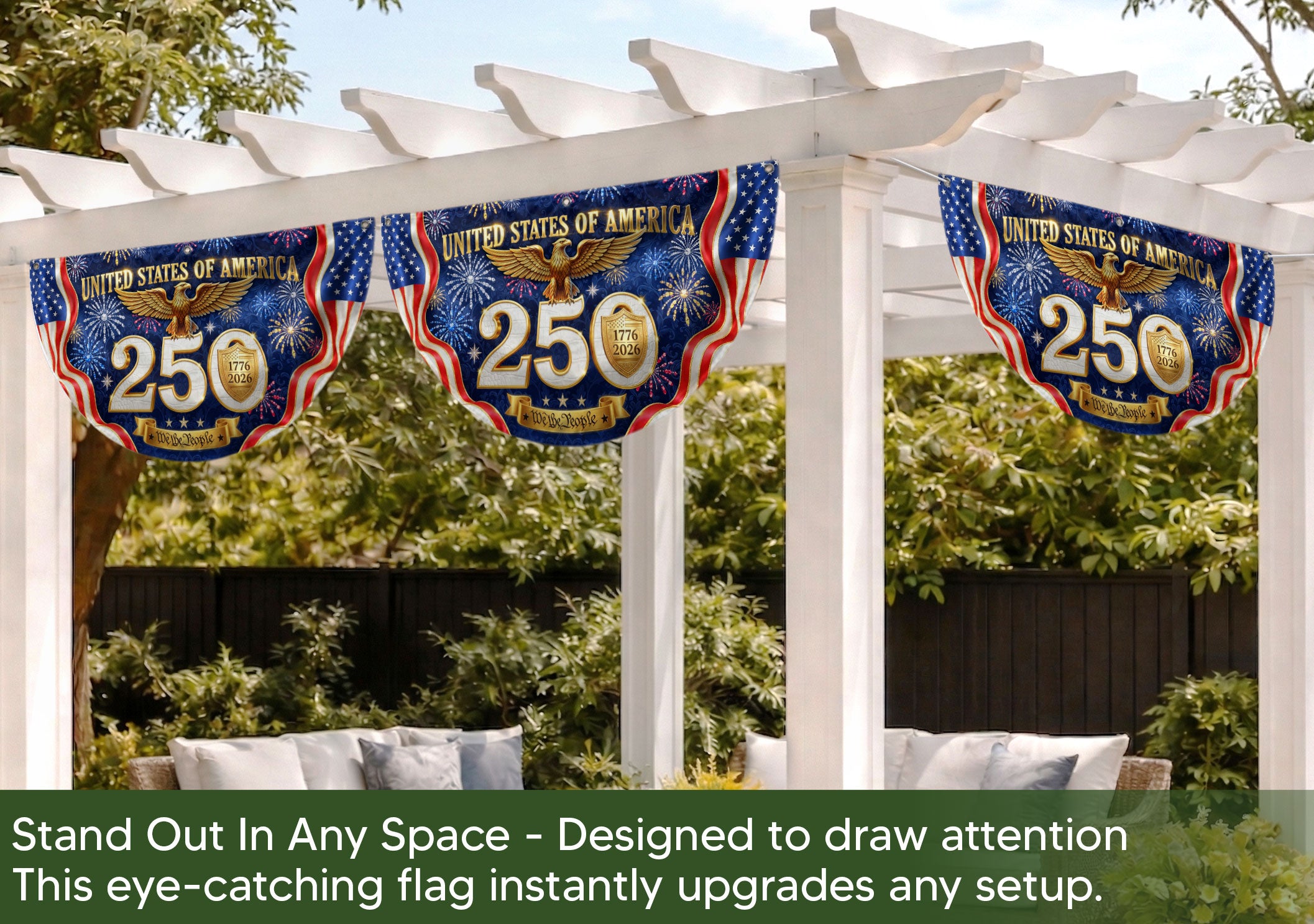 250 Years United States Fence Flag 1776-2026 Patriotic Heritage Banner