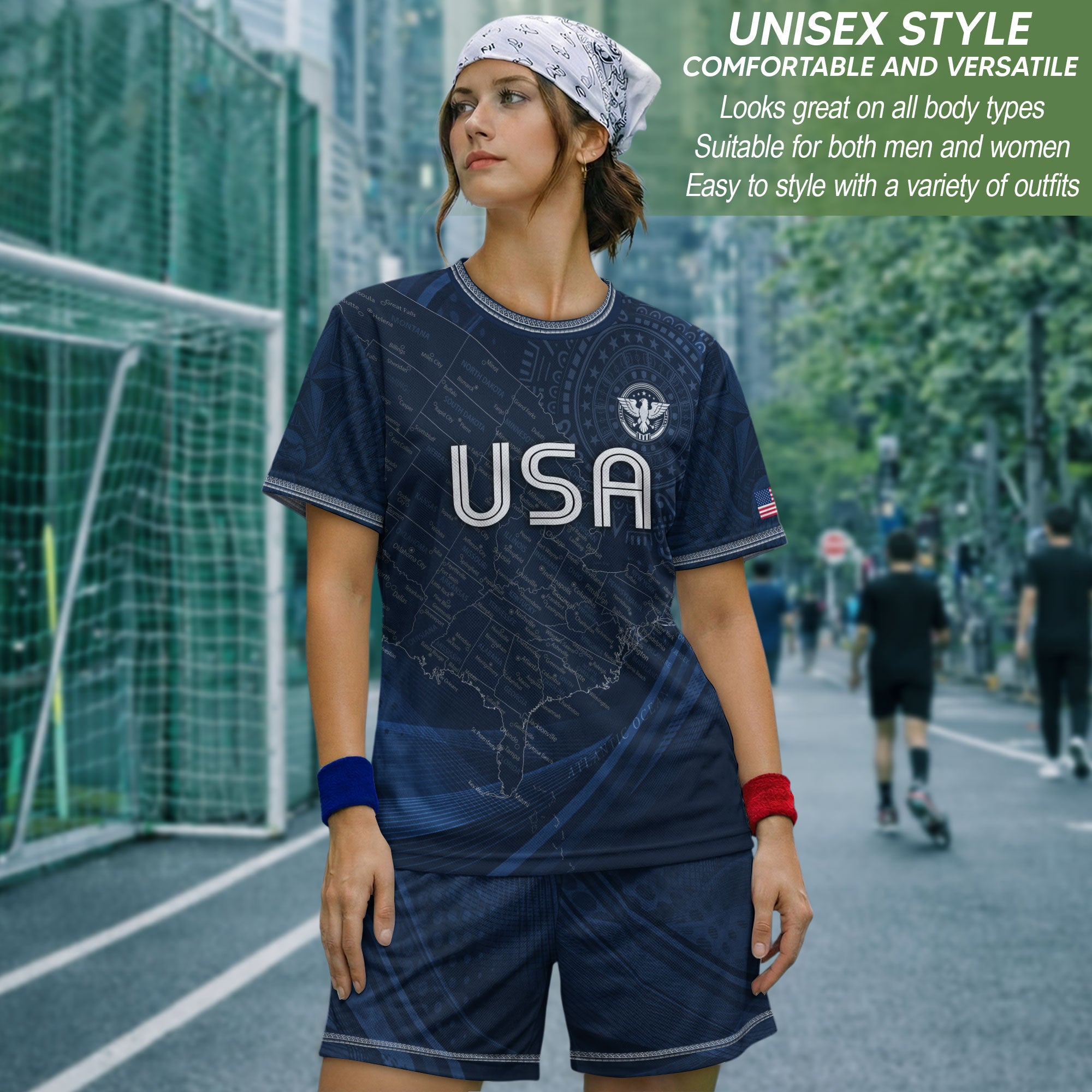 USA Soccer Jersey Vintage Navy US Map American Flag Shirt Patriotic Eagle Soccer Fan Tee
