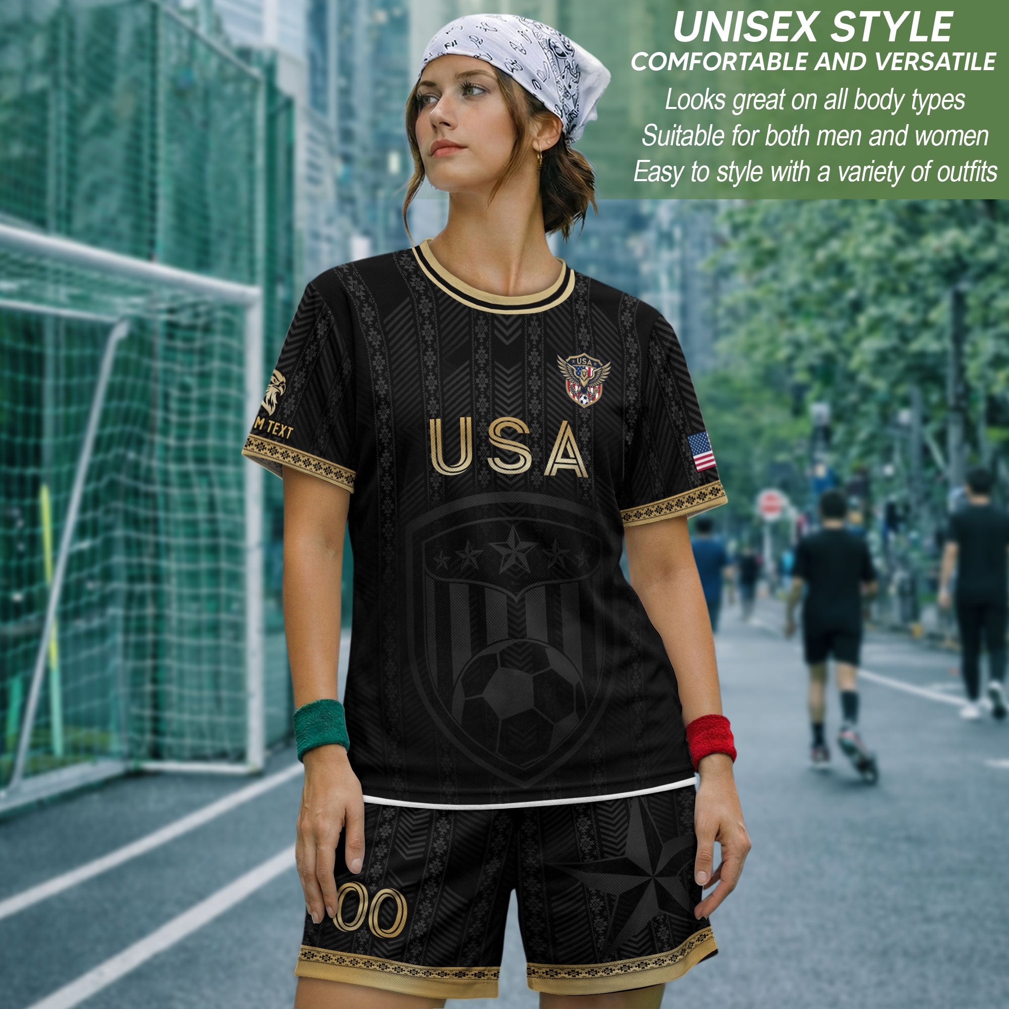 USA Soccer Jersey Style Men Athletic T Shirt Outfits Personalized Custom Name Tee