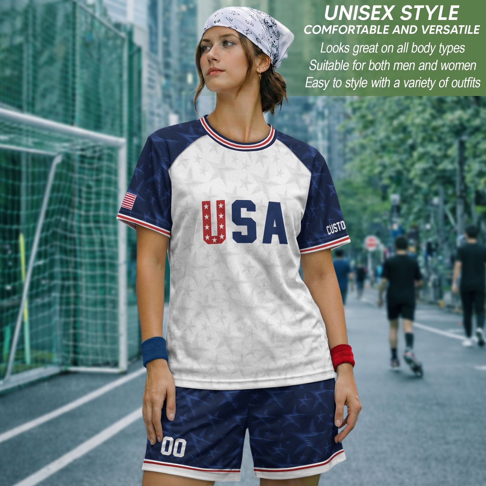 Personalized USA Soccer Jersey Custom Name Number Patriotic Outdoor Sportswear Clothing