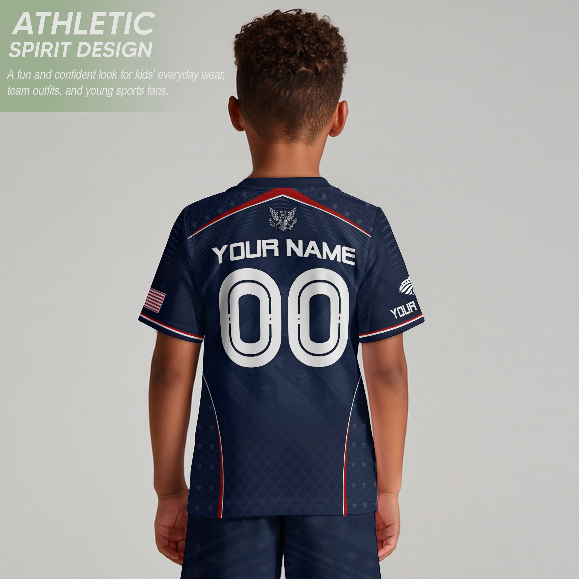 Custom Dark Navy USA Soccer Uniform Personalized Name Number For Kid