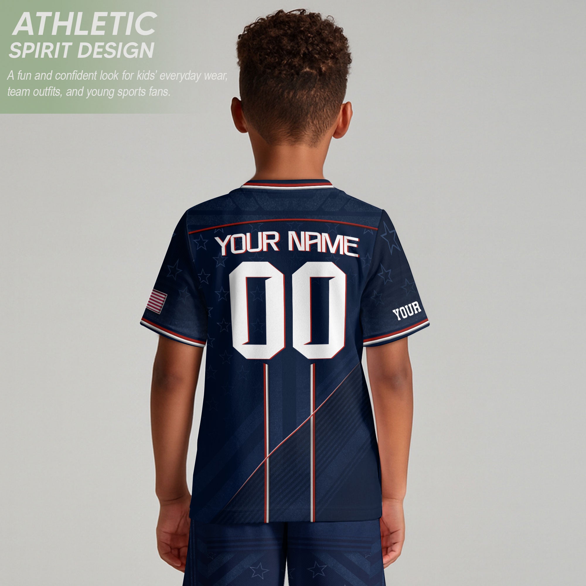 Custom Navy Blue USA Team Soccer Jersey and Shorts Kid Personalized
