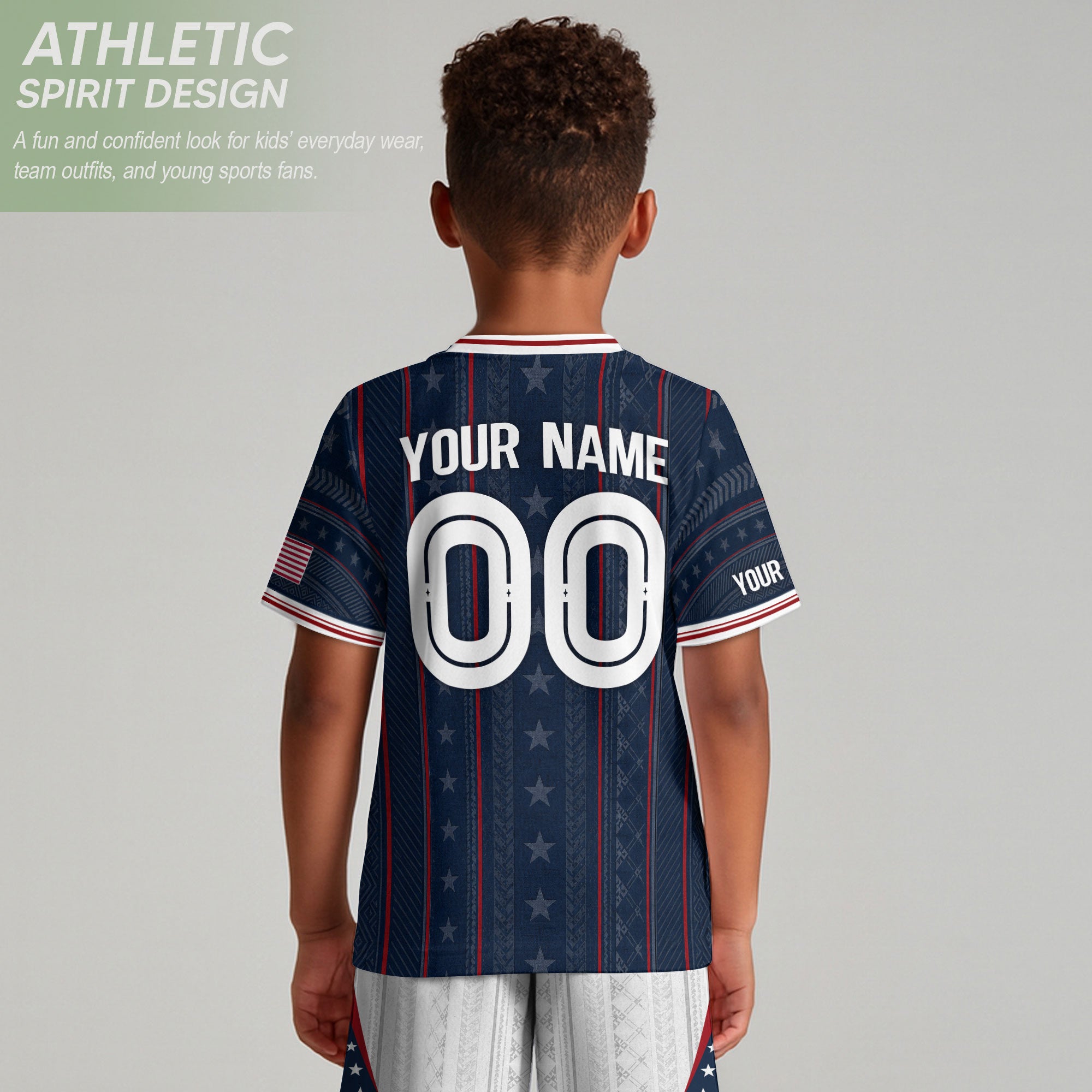 Custom Navy Blue and White USA Soccer Jersey Set Kid Personalized Name Number