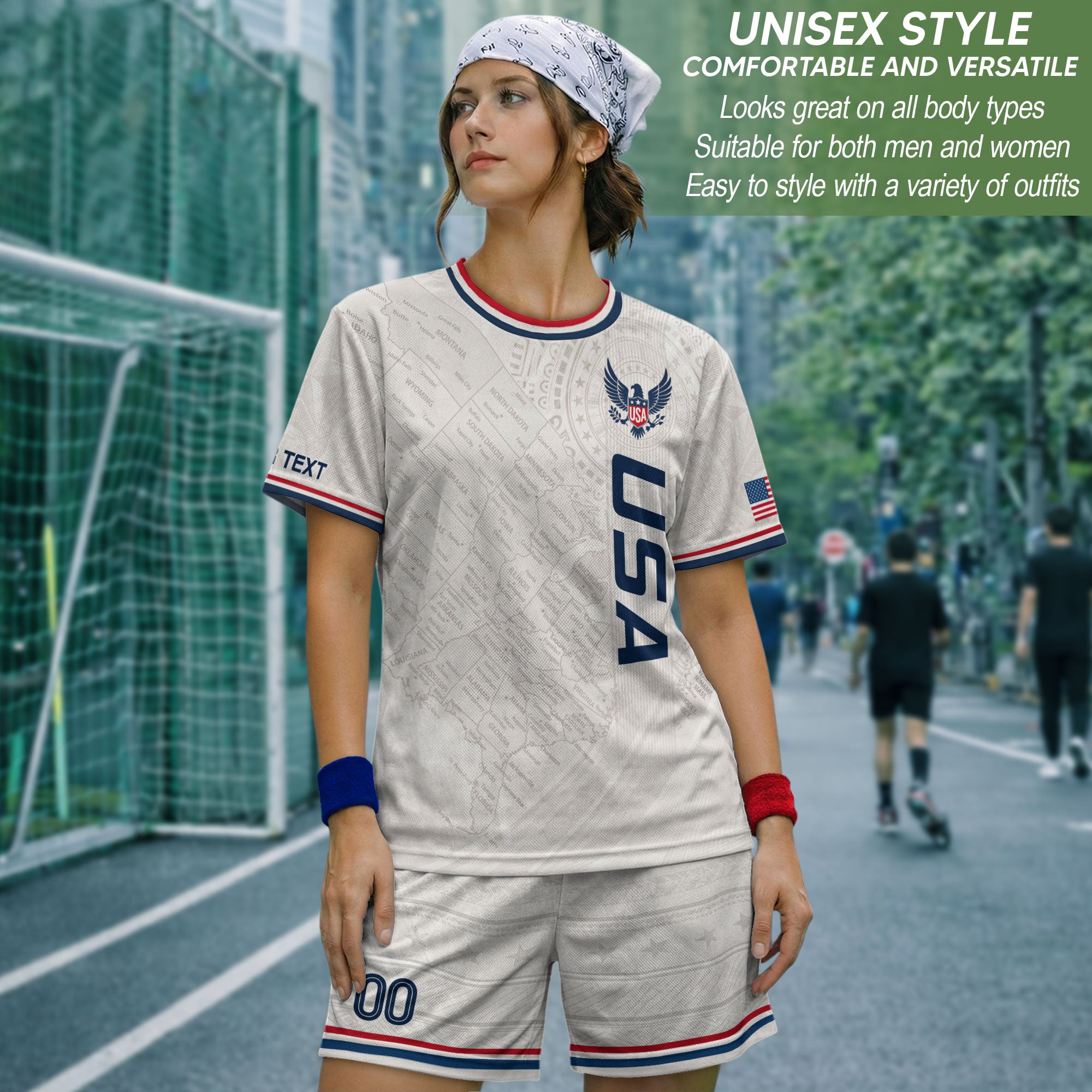 Customized USA Soccer Jersey Crewneck Vintage Map Patriotic Graphic Tee Athletic Top