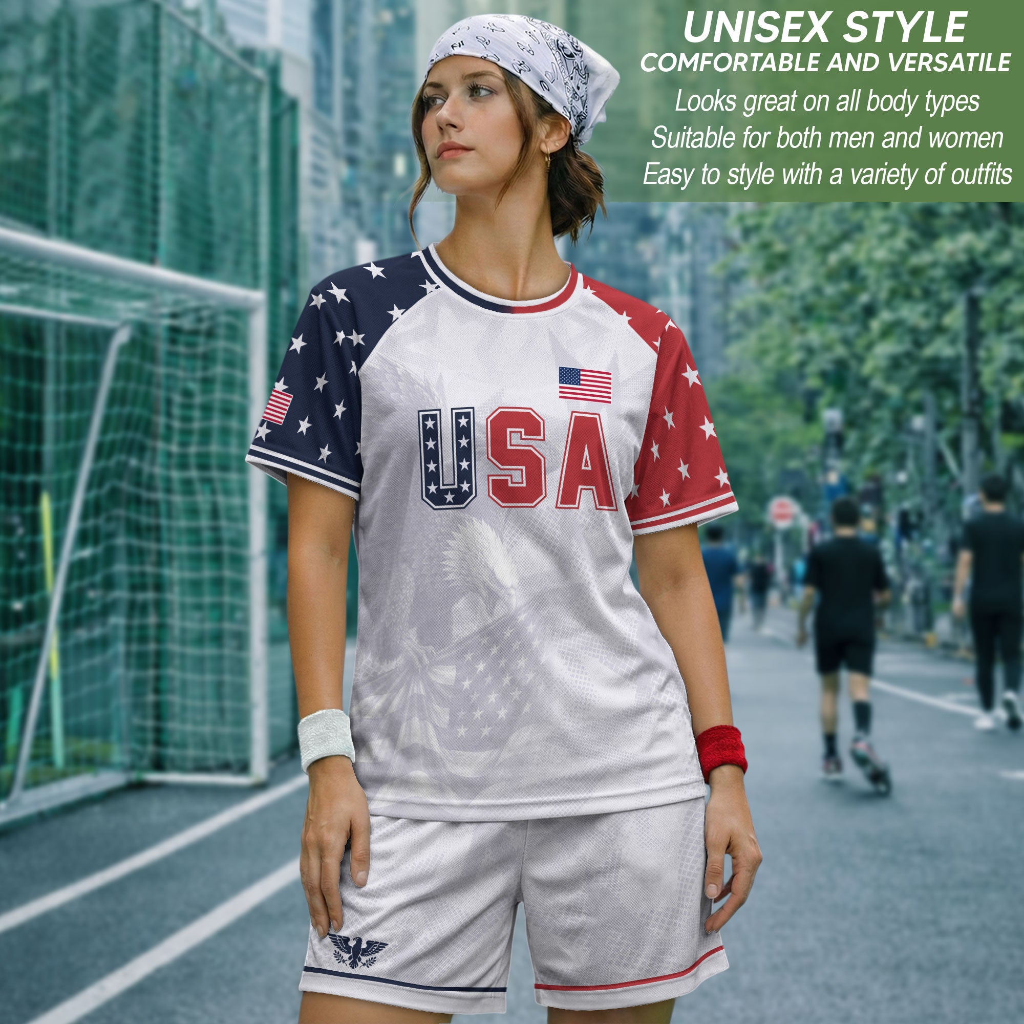 USA Soccer Jersey Adult Patriotic Eagle Shirt American National Football Team Tee - Rust Field Wear
