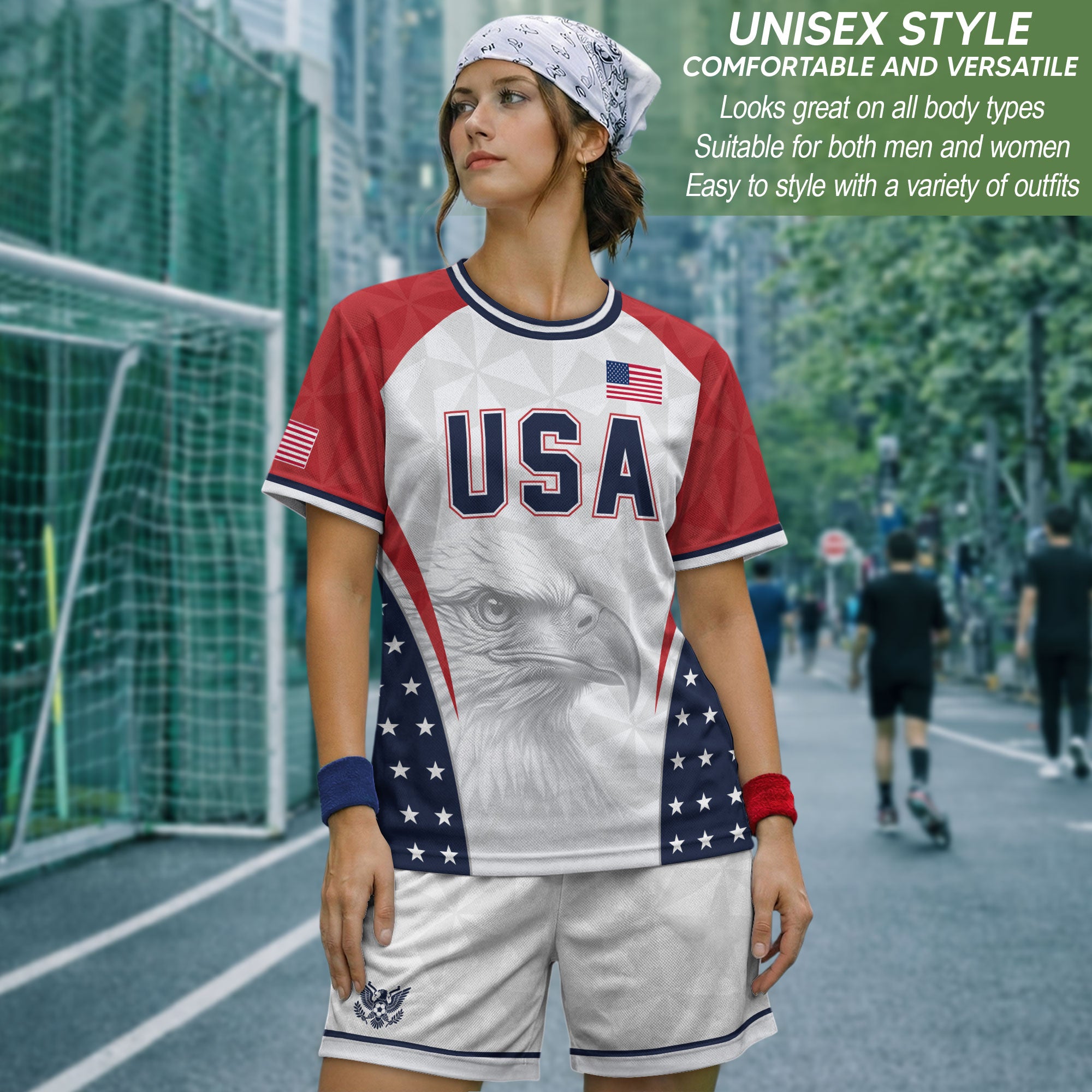 USA Soccer Jersey Adult United States Patriotic Eagle Shirt American Football Tee
