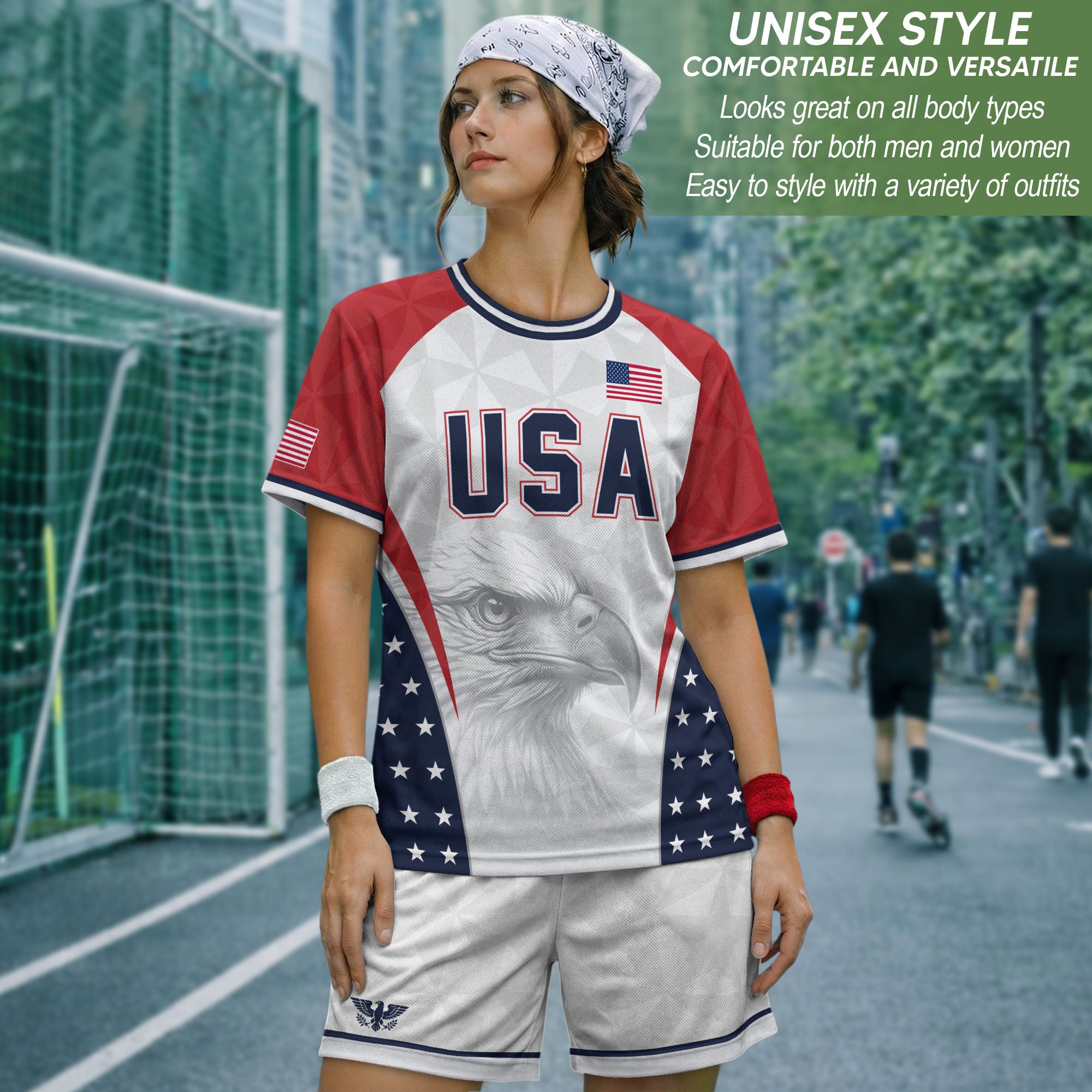 USA Soccer Jersey Adult United States Patriotic Eagle Shirt American Football Tee - Rust Field Wear