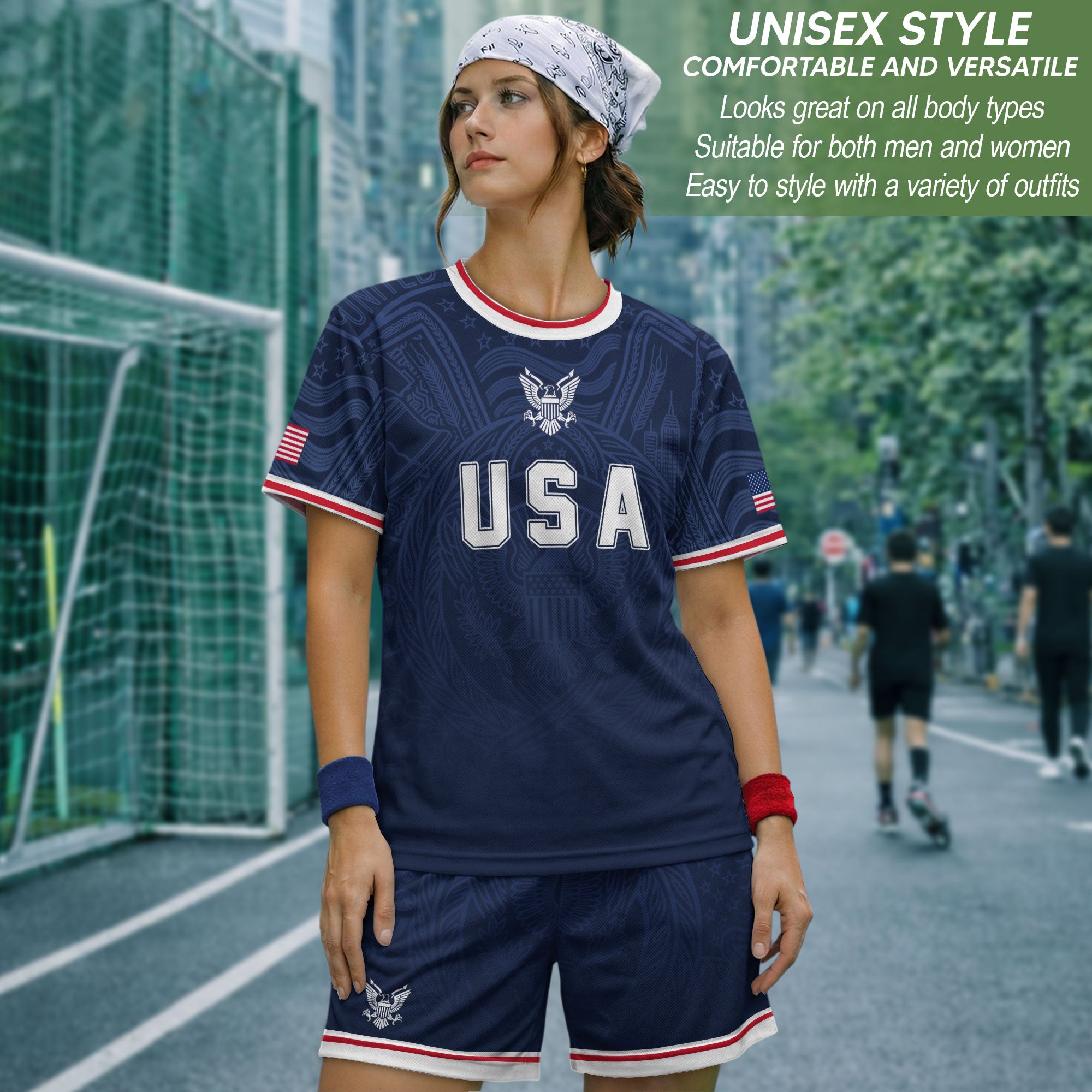 USA Eagle Patriotic Soccer Jersey Adult Navy Blue American Flag Independence Shirt