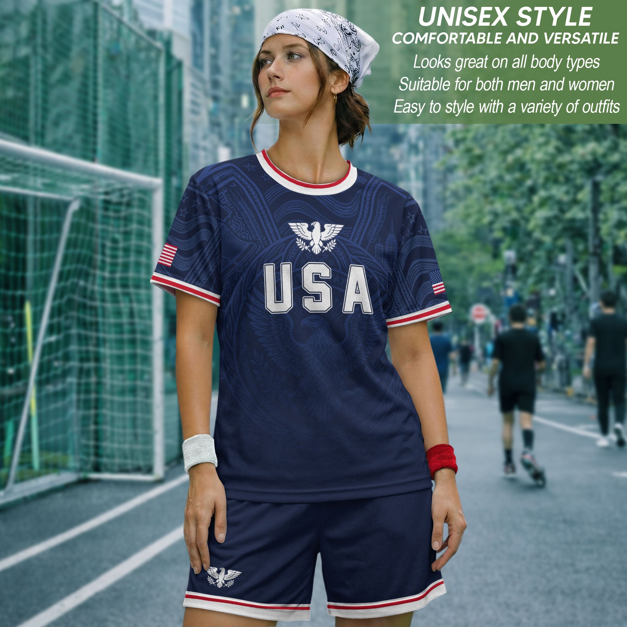 USA Eagle Patriotic Soccer Jersey Adult Navy Blue American Flag Independence Shirt