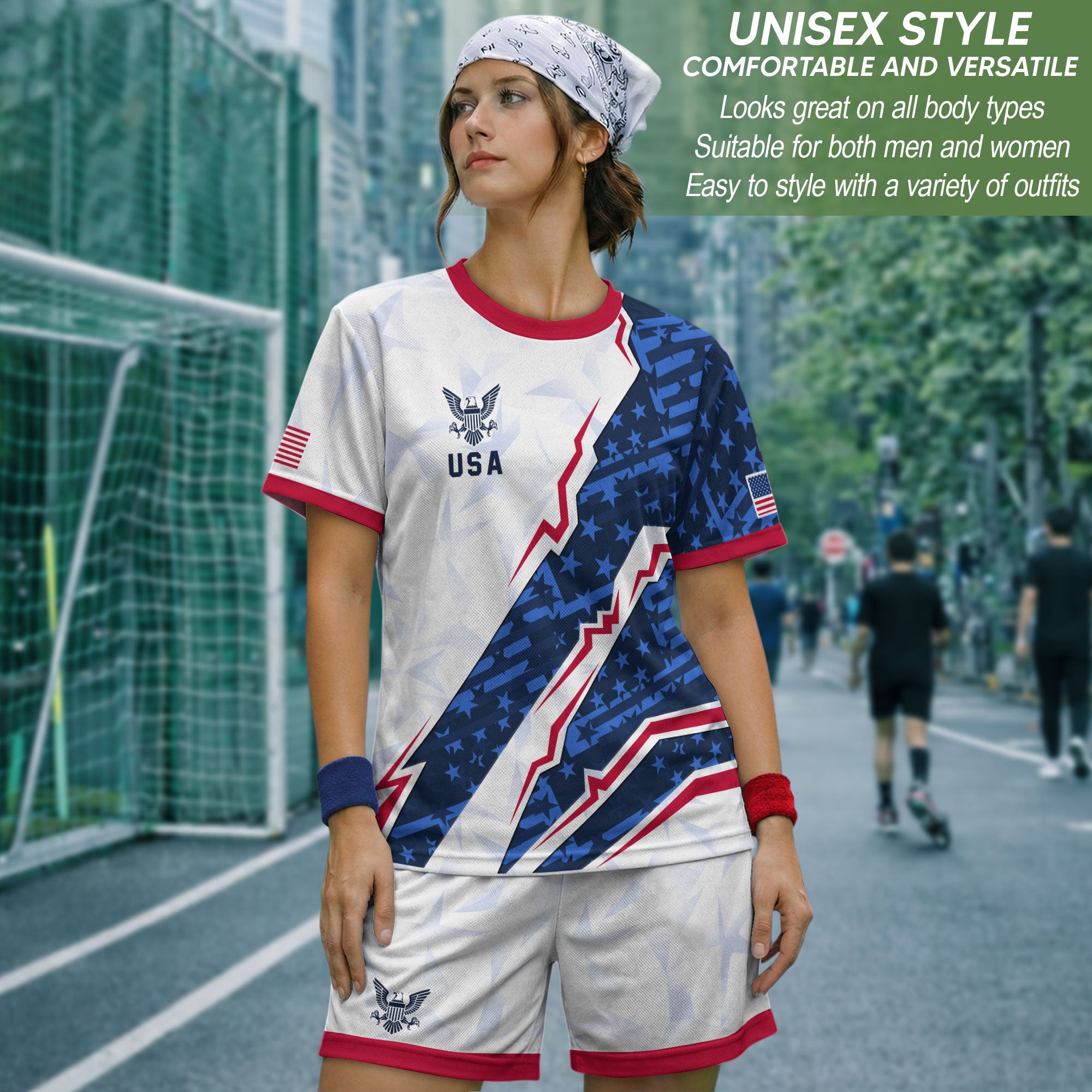 USA Eagle Soccer Jersey Adult American Pride Patriotic Soccer Fan Graphic Shirt