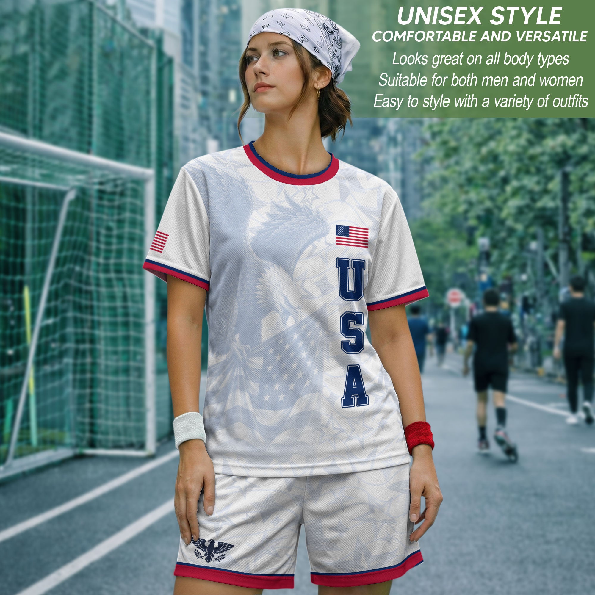USA Eagle Soccer Jersey Adult Patriotic American Flag Soccer Fan Independence Day Shirt