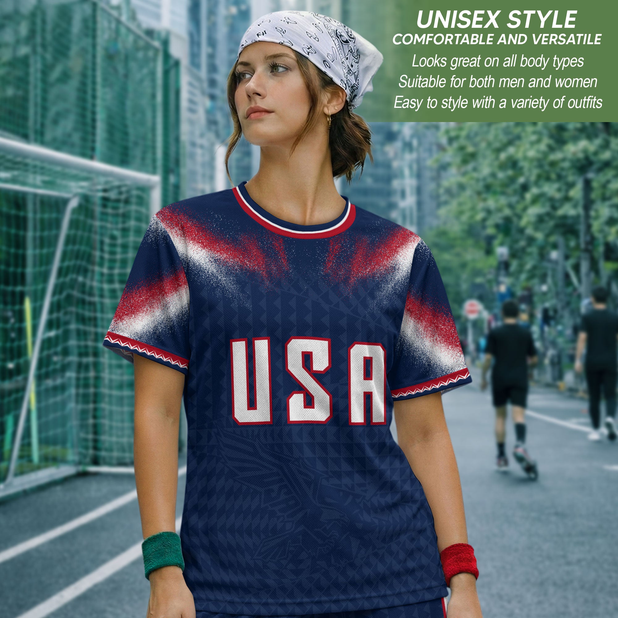 USA Patriotic Soccer Jersey Custom Name Number Adult Football Shirt Blue - Rust Field Wear