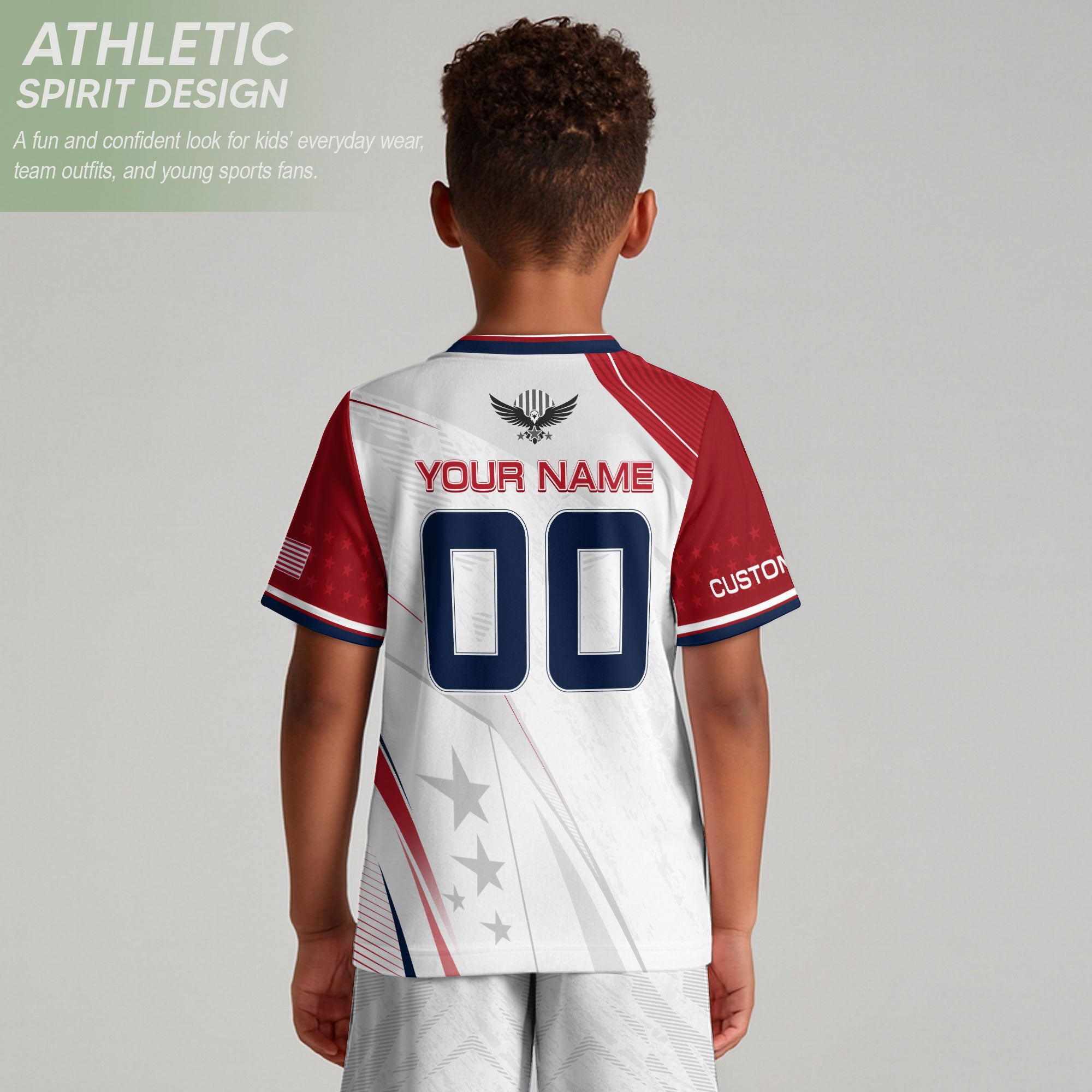 Custom Kids USA Soccer Jersey White Youth Patriotic Personalized Football Team Shirt