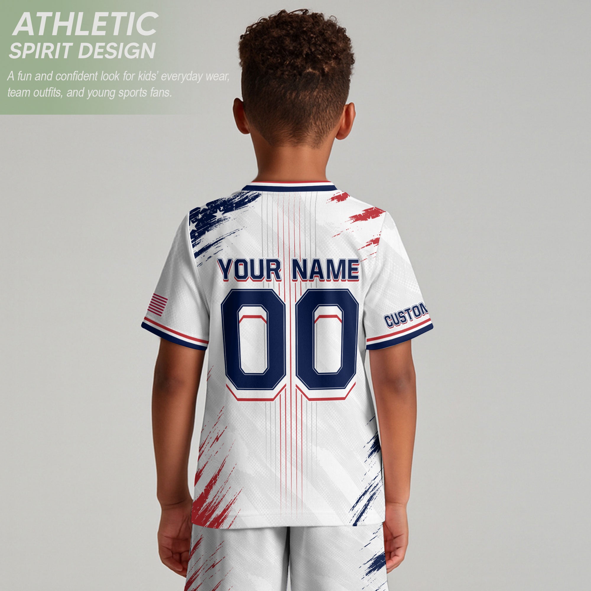 Custom Kids USA Soccer Jersey White Youth Distressed Flag Personalized Football Shirt