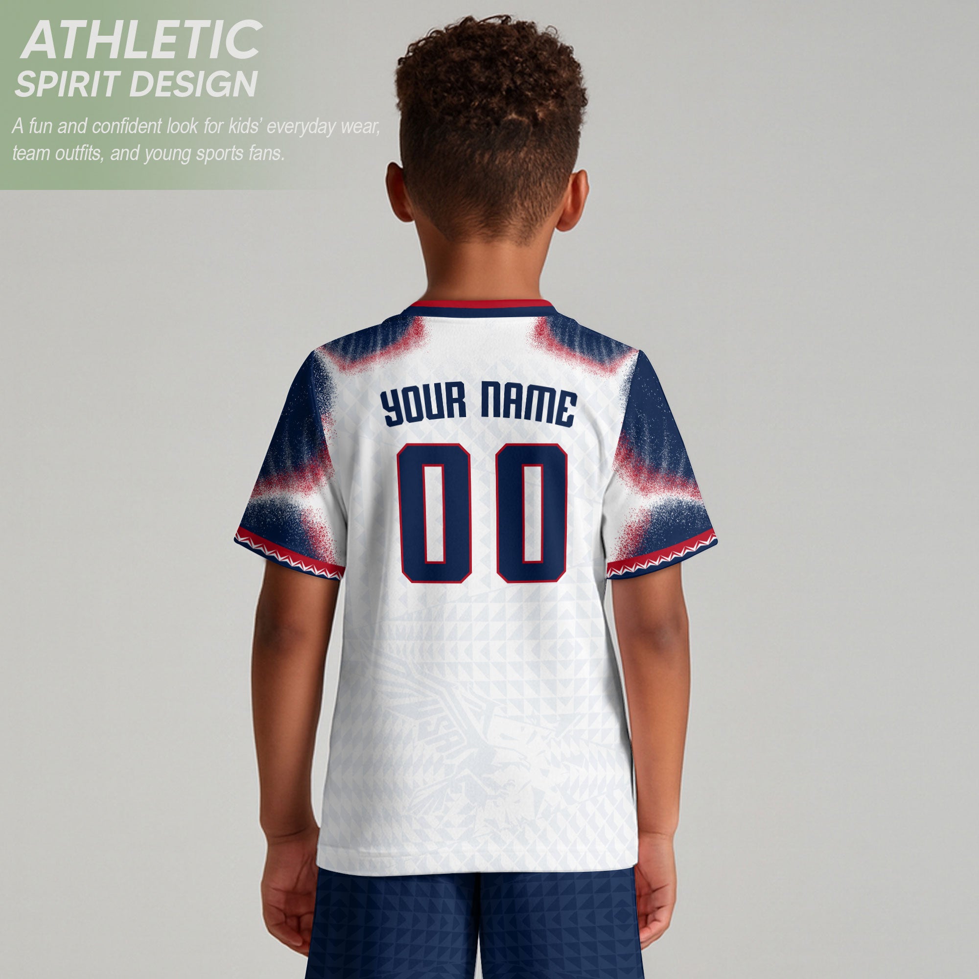 Personalized Name Number USA Soccer Jersey White American Flag Eagle Football Shirt Youth