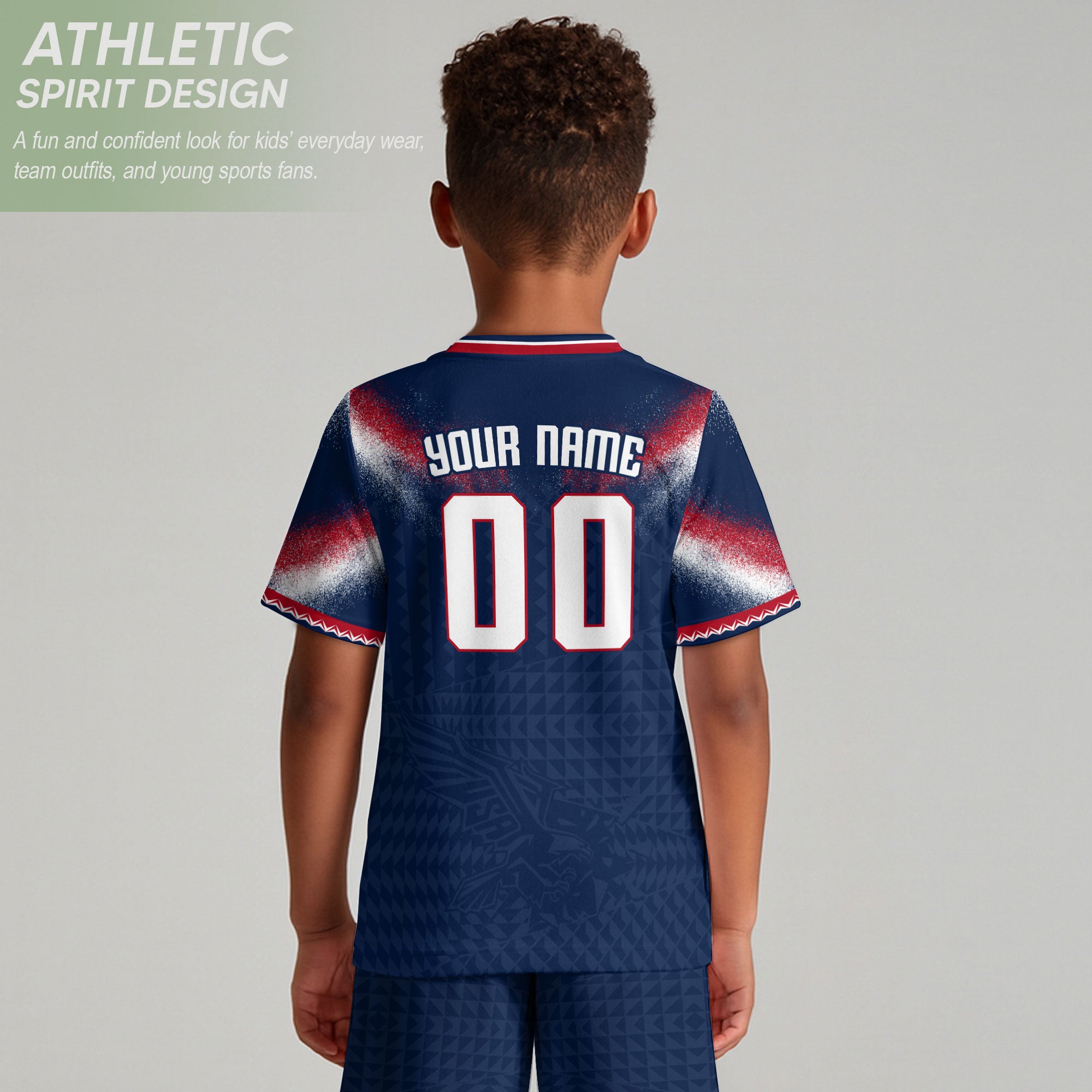 Custom Name Number Youth USA Soccer Jersey Navy Red Eagle Patriotic Football Jersey Kids